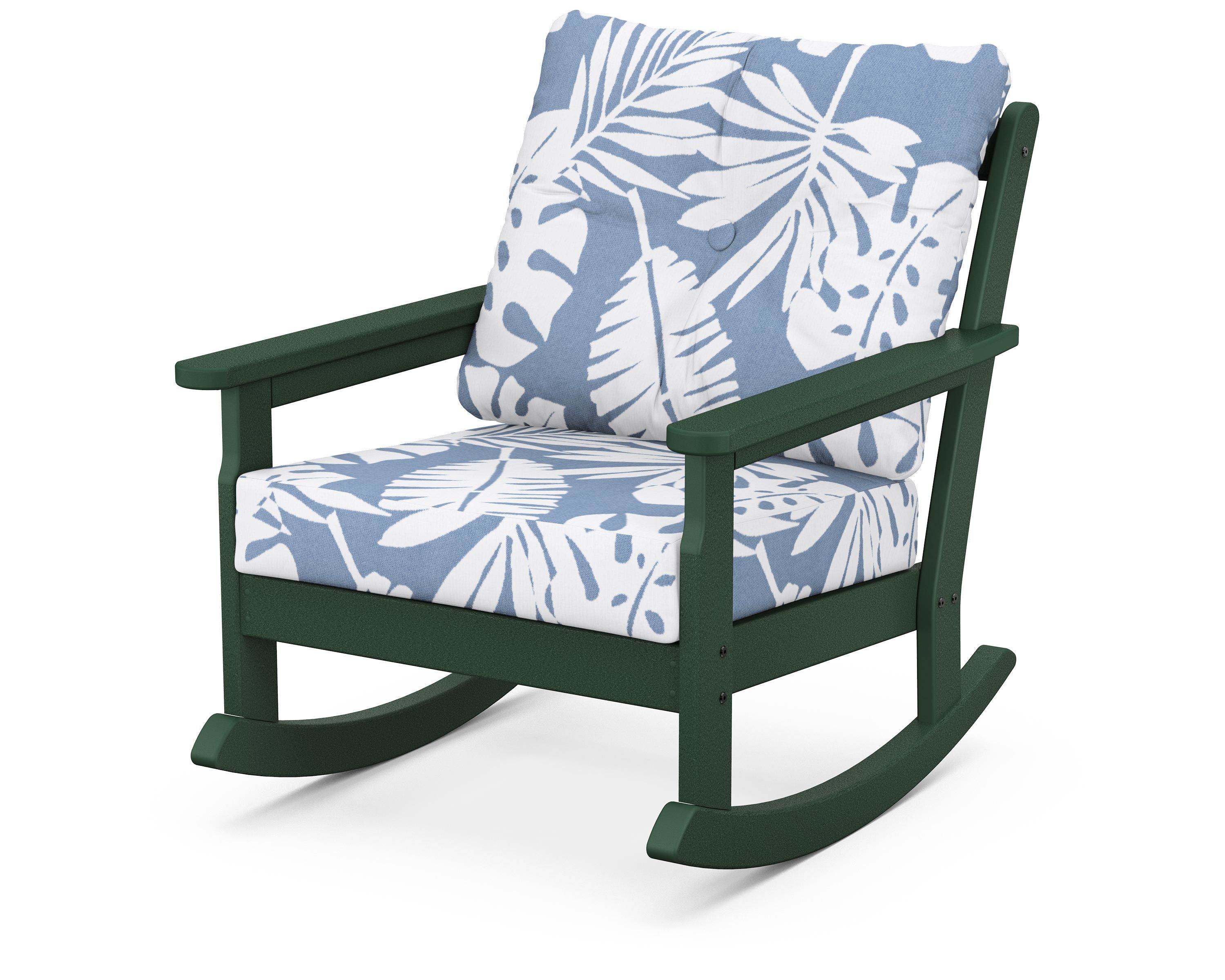 POLYWOOD® Vineyard Deep Seating Rocking Chair in Green / Leaf Sky Blue