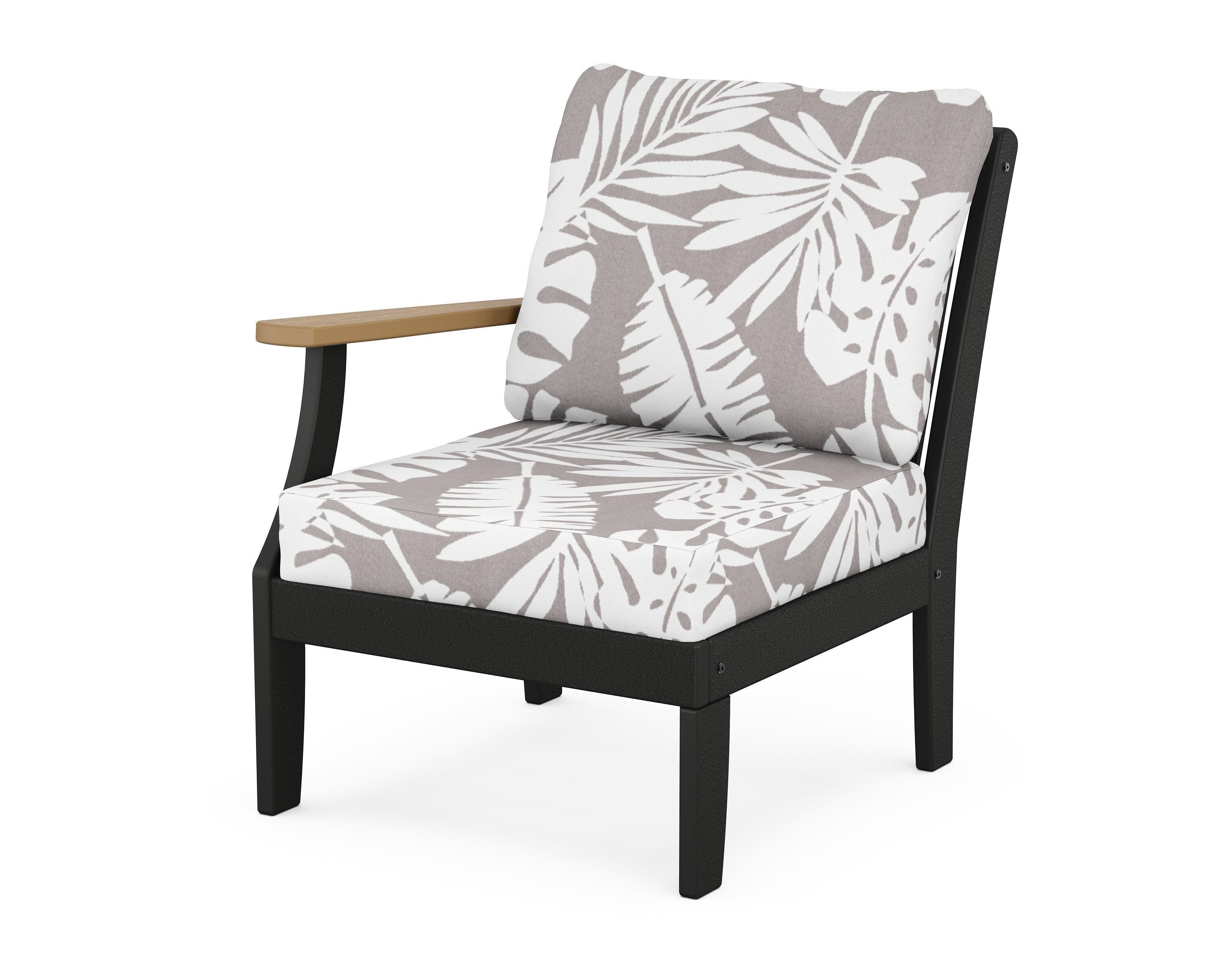 POLYWOOD® Braxton Modular Left Arm Chair in Black / Natural / Leaf Grey Mist