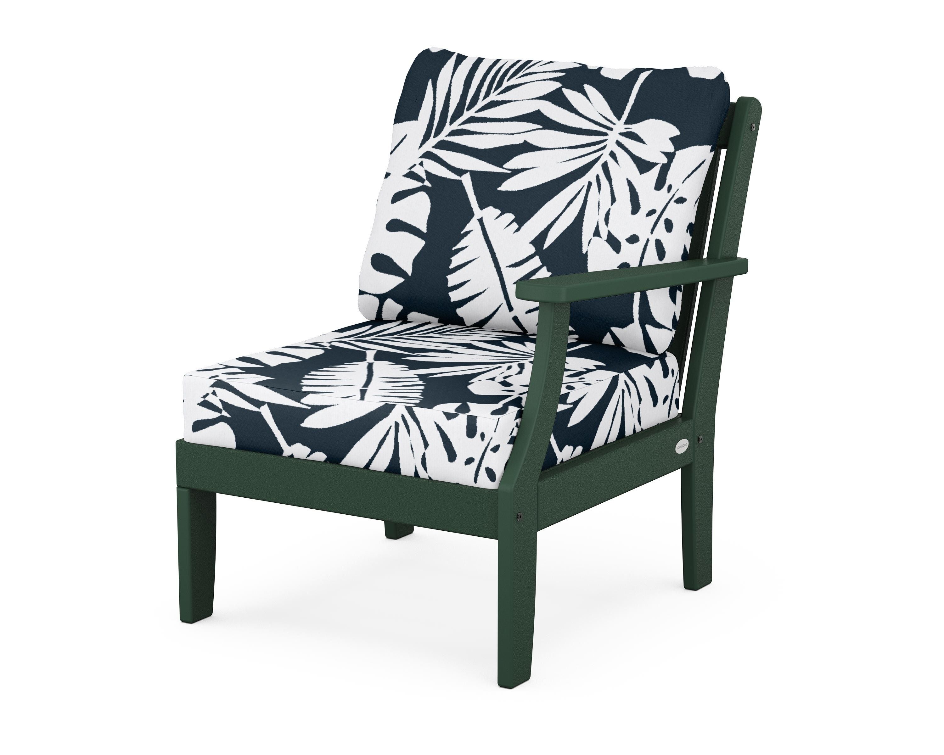 POLYWOOD® Braxton Modular Right Arm Chair in Green / Leaf Marine Indigo