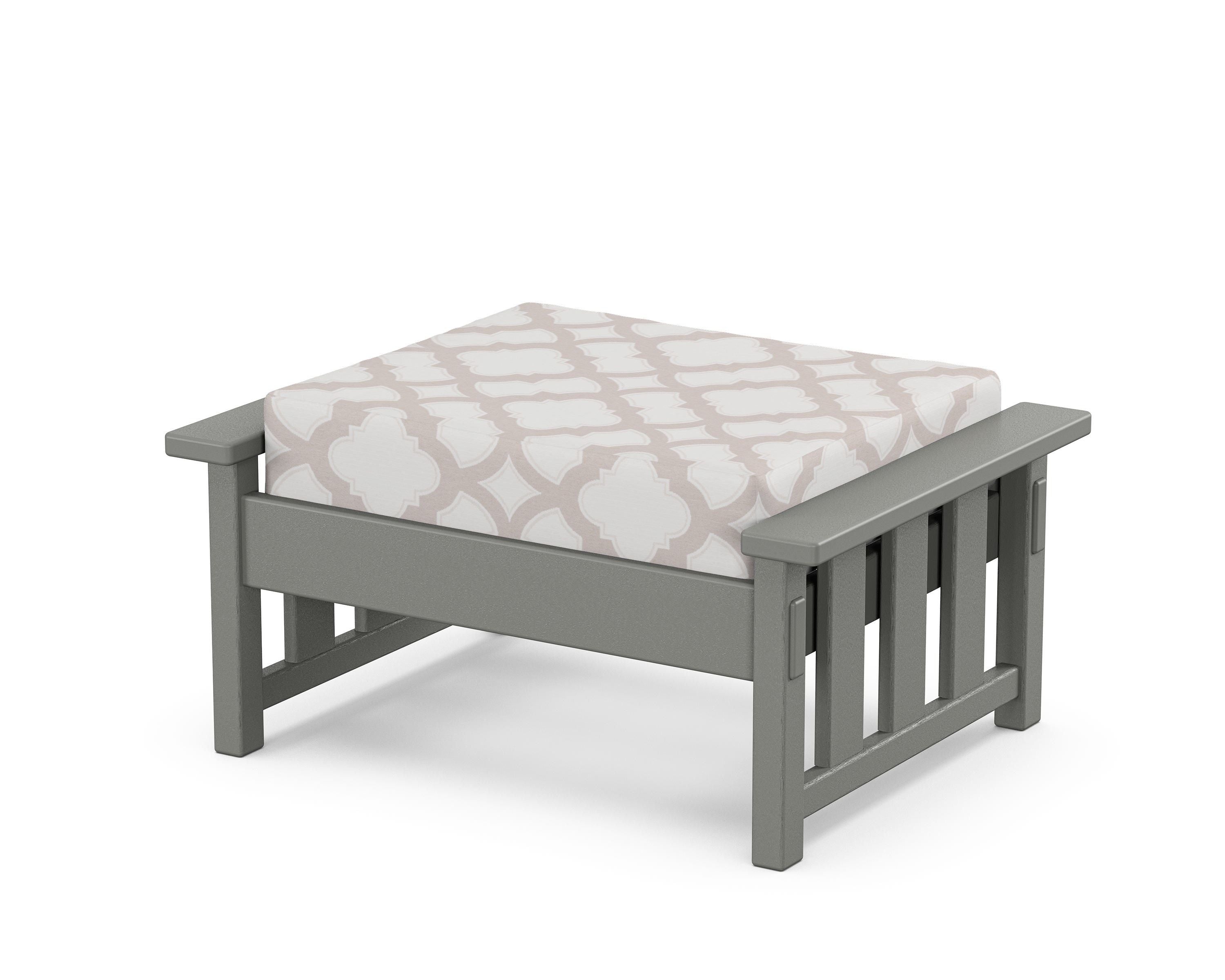 Martha Stewart by POLYWOOD® Acadia Deep Seating Ottoman in Slate Grey / Trellis Dune Burlap