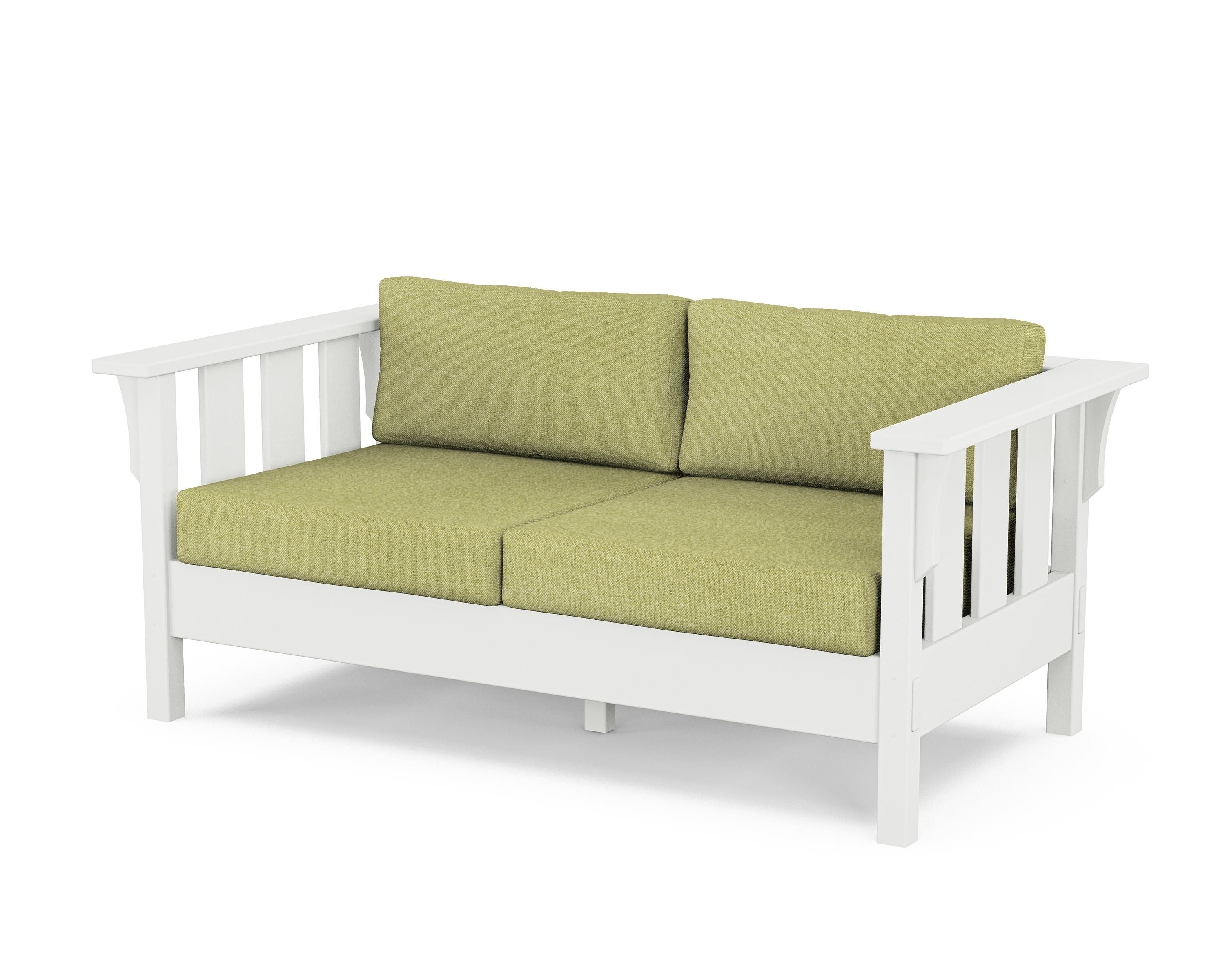 Martha Stewart by POLYWOOD® Acadia Deep Seating Loveseat in White / Chartreuse Boucle