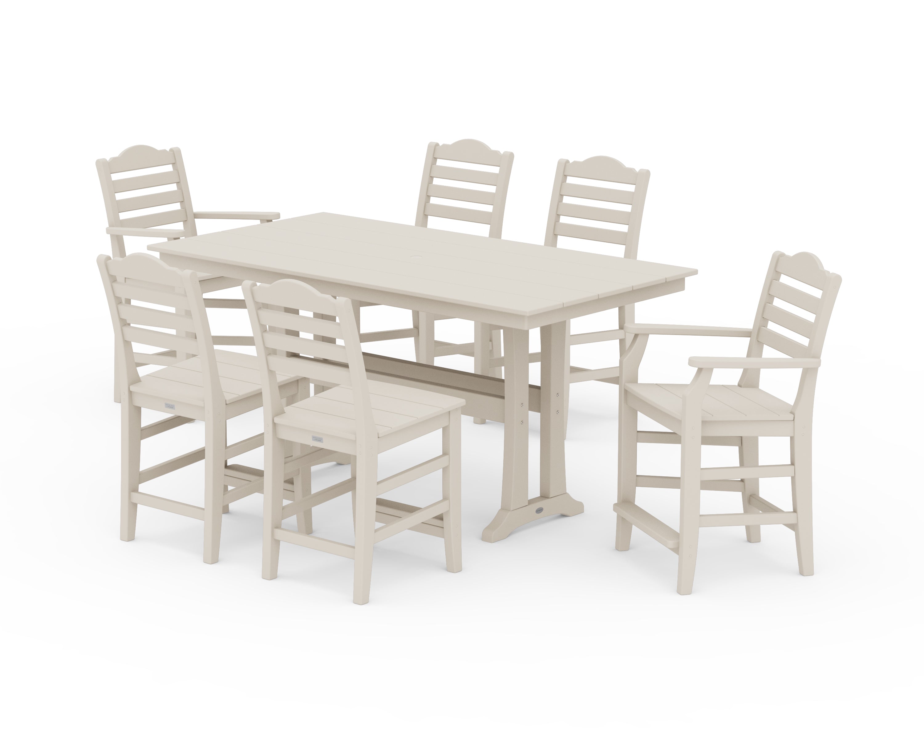 Draper James™ by POLYWOOD® Savannah 7-Piece Farmhouse Counter Set with Trestle Legs in Sand