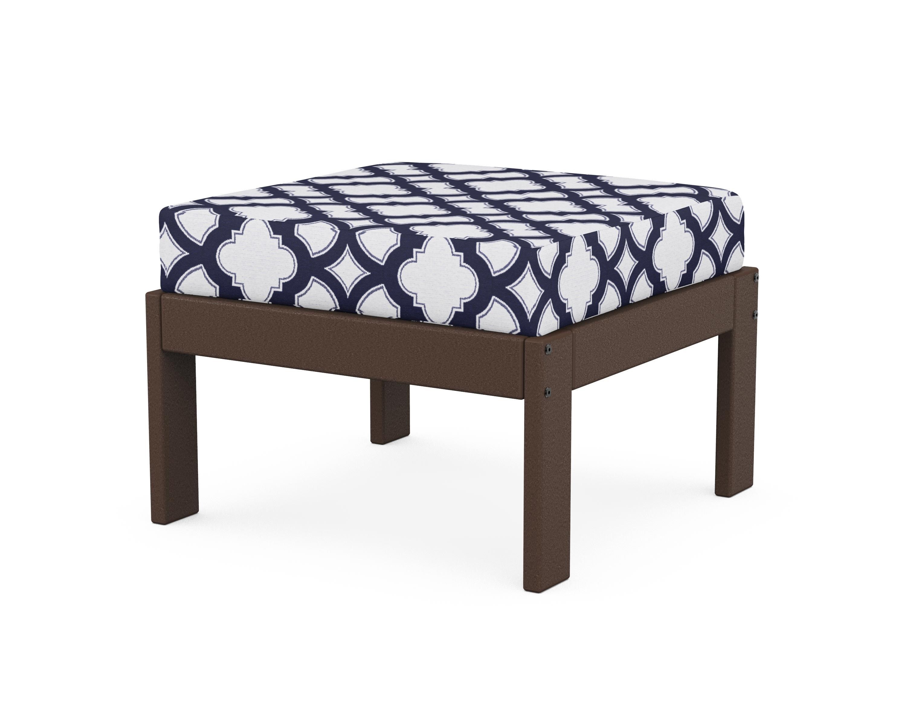 POLYWOOD® Vineyard Modular Ottoman in Mahogany / Trellis Navy