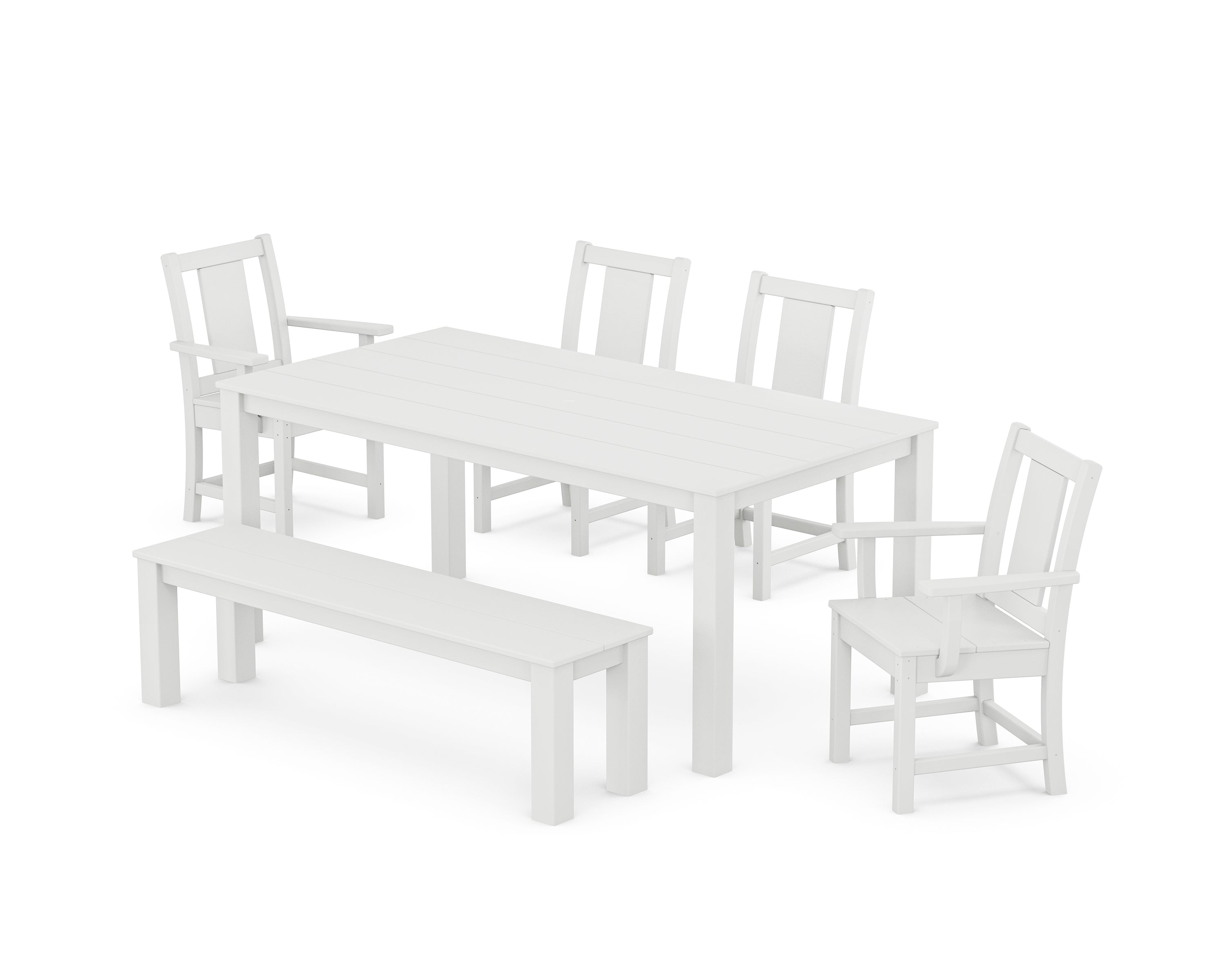 POLYWOOD® Prairie 6-Piece Parsons Dining Set with Bench in White