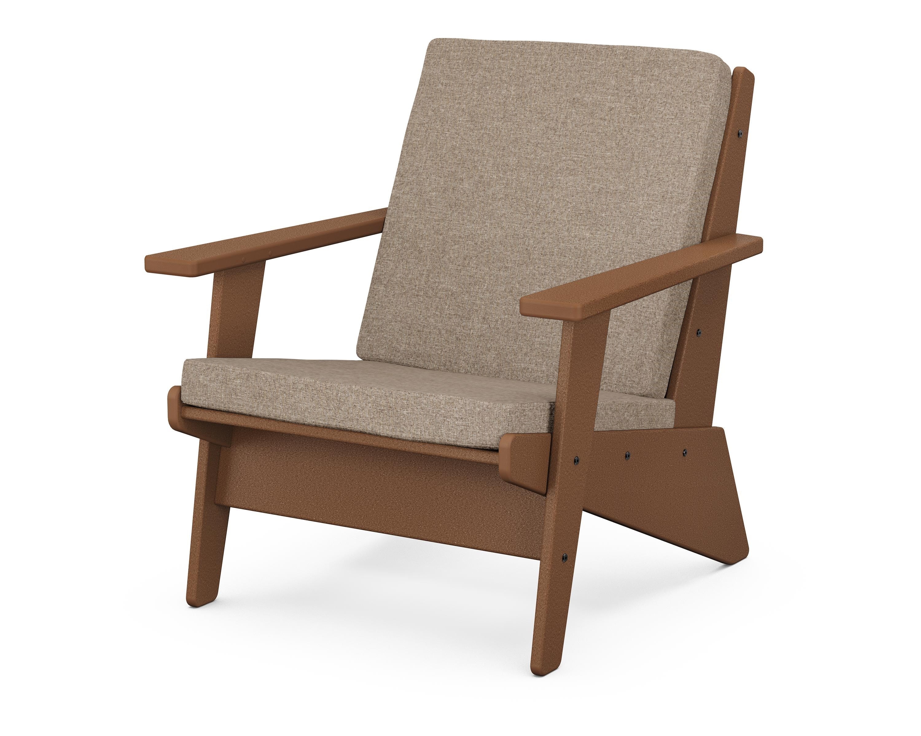 POLYWOOD® Riviera Modern Lounge Chair in Teak / Spiced Burlap