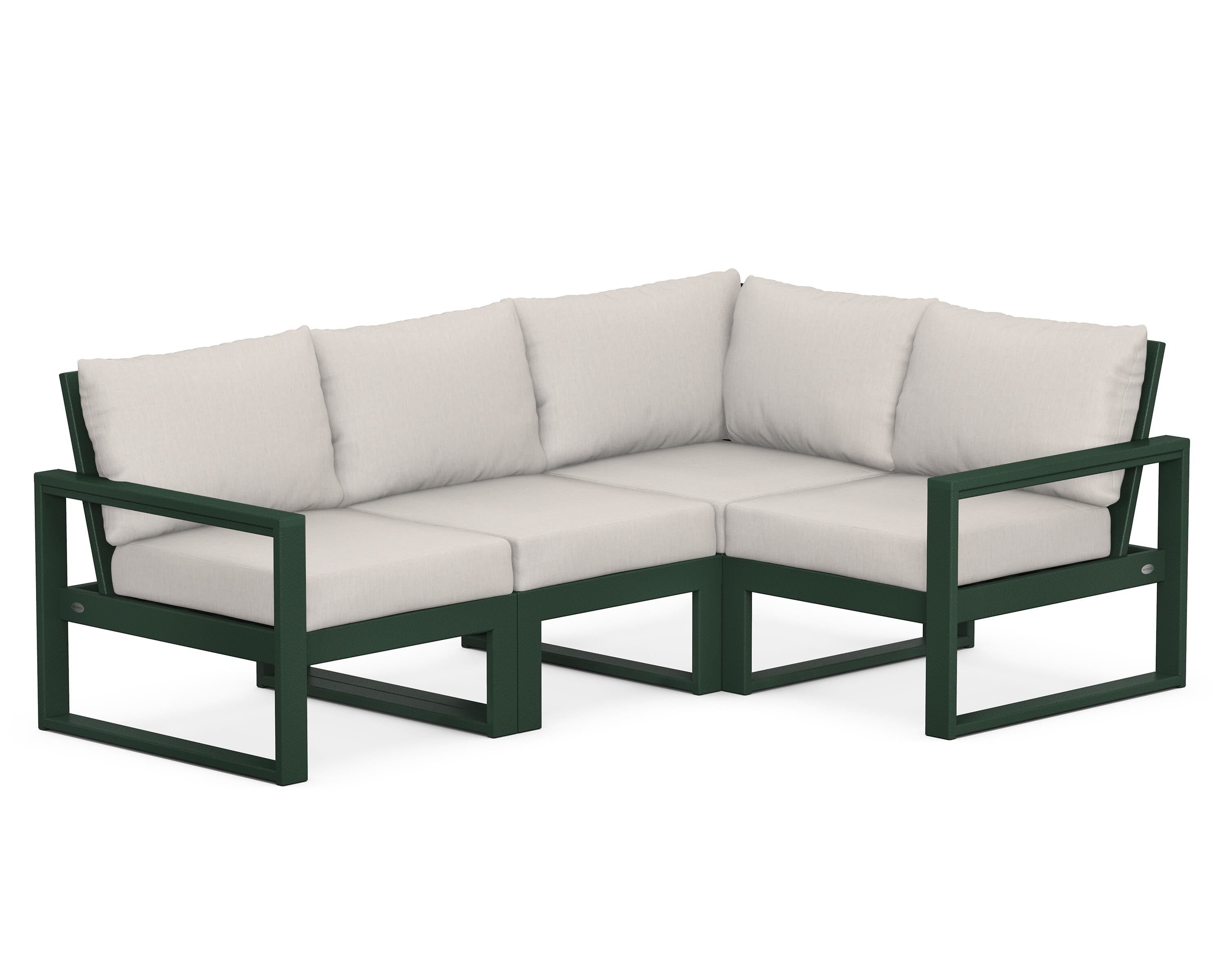 POLYWOOD® EDGE 4-Piece Modular Deep Seating Set in Green / Cast Ash