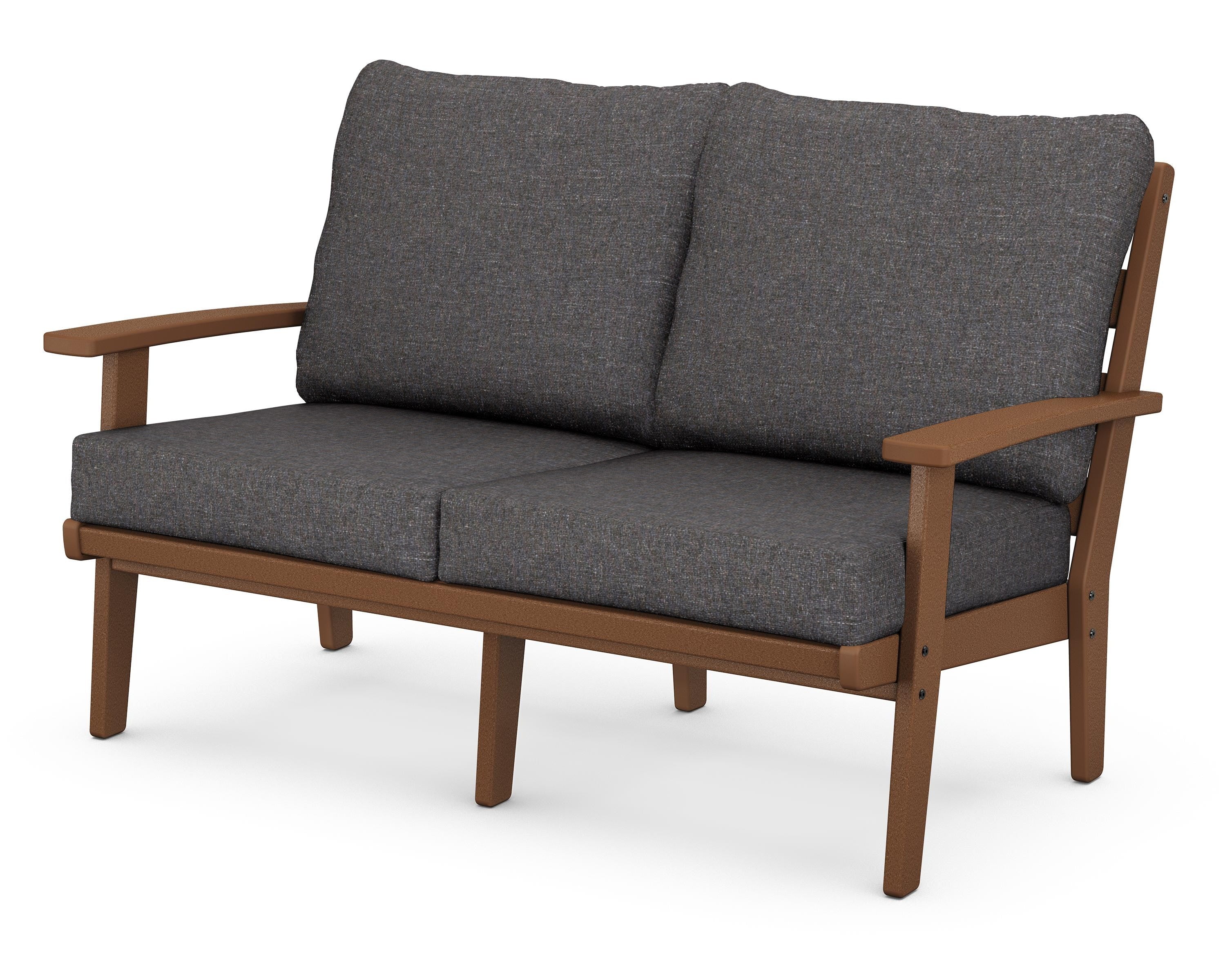 POLYWOOD® Grant Park Deep Seating Loveseat in Teak / Ash Charcoal