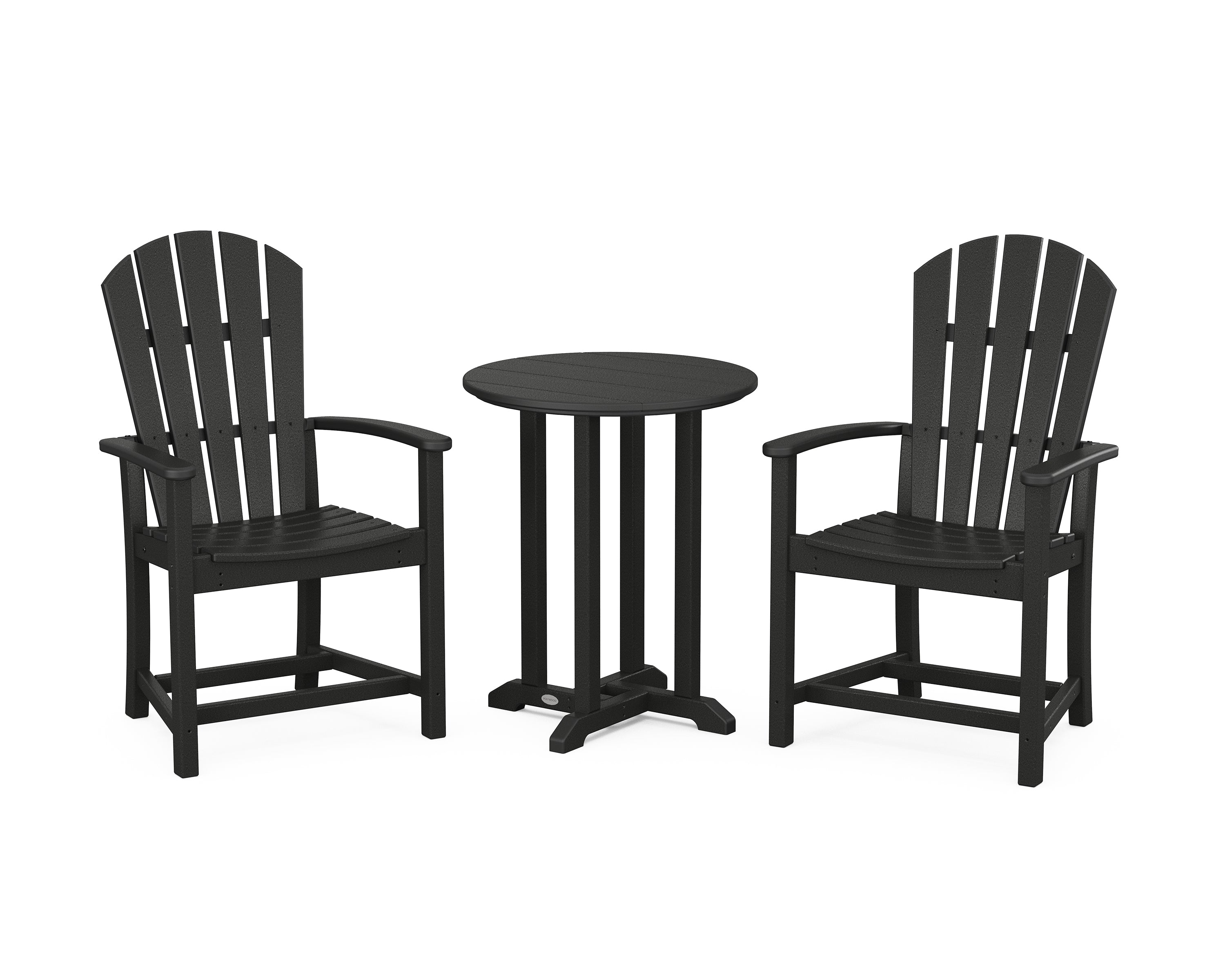 POLYWOOD® Palm Coast 3-Piece Round Farmhouse Bistro Dining Set in Black
