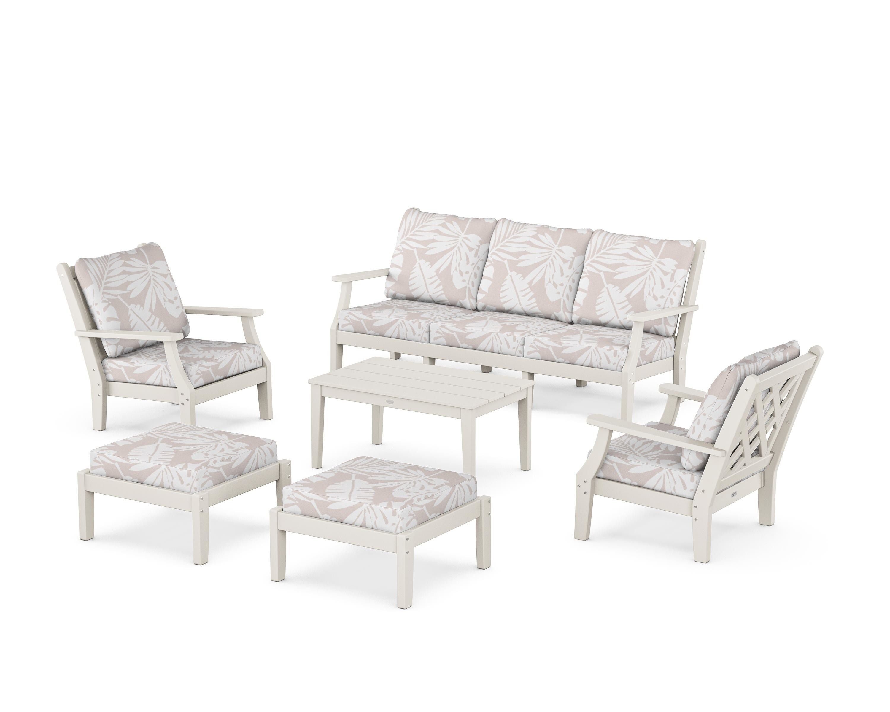 Country Living Wovendale 6-Piece Lounge Sofa Set in Sand / Leaf Dune Burlap