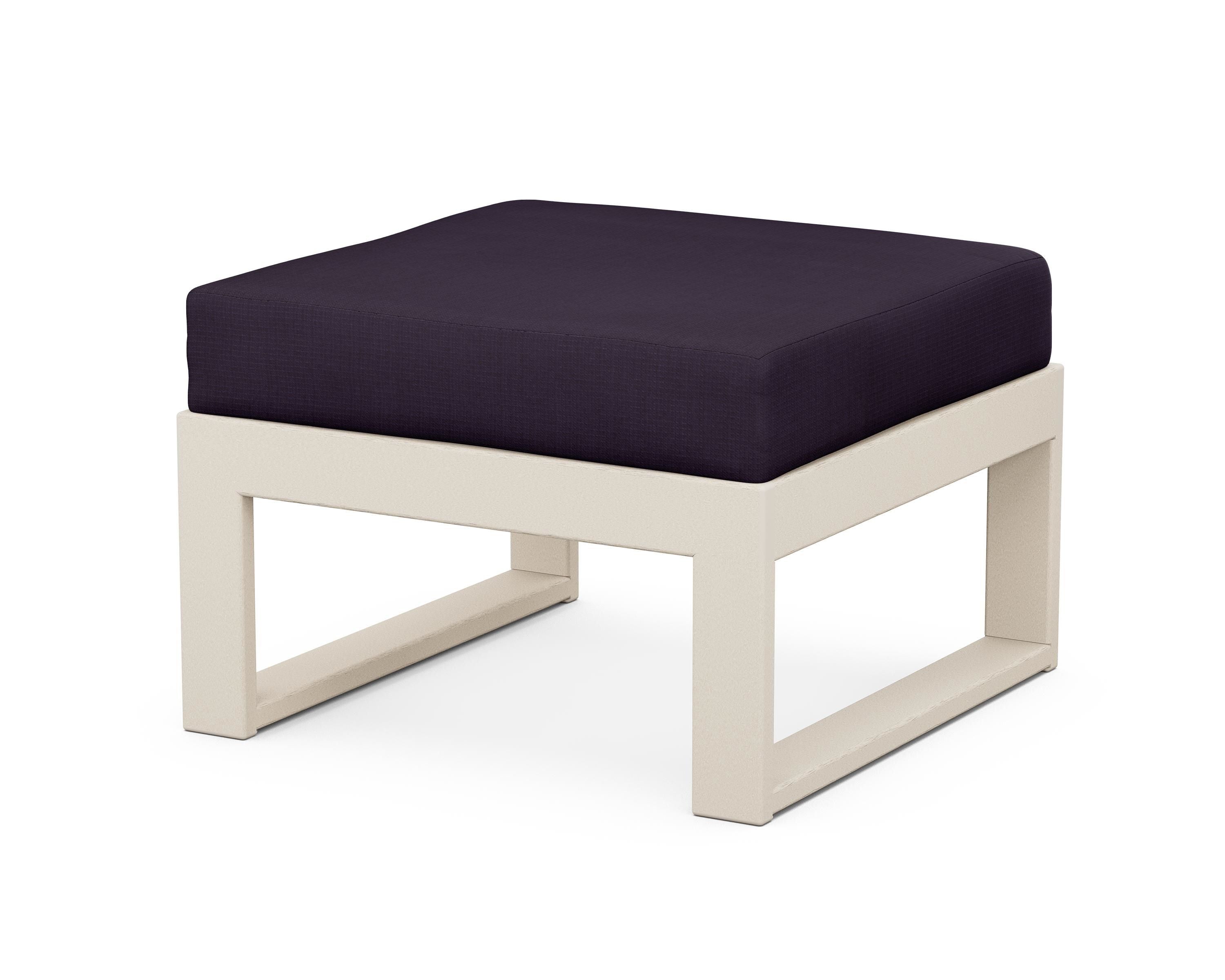 Unbranded Modular Ottoman - Modern in Sand / Navy Linen