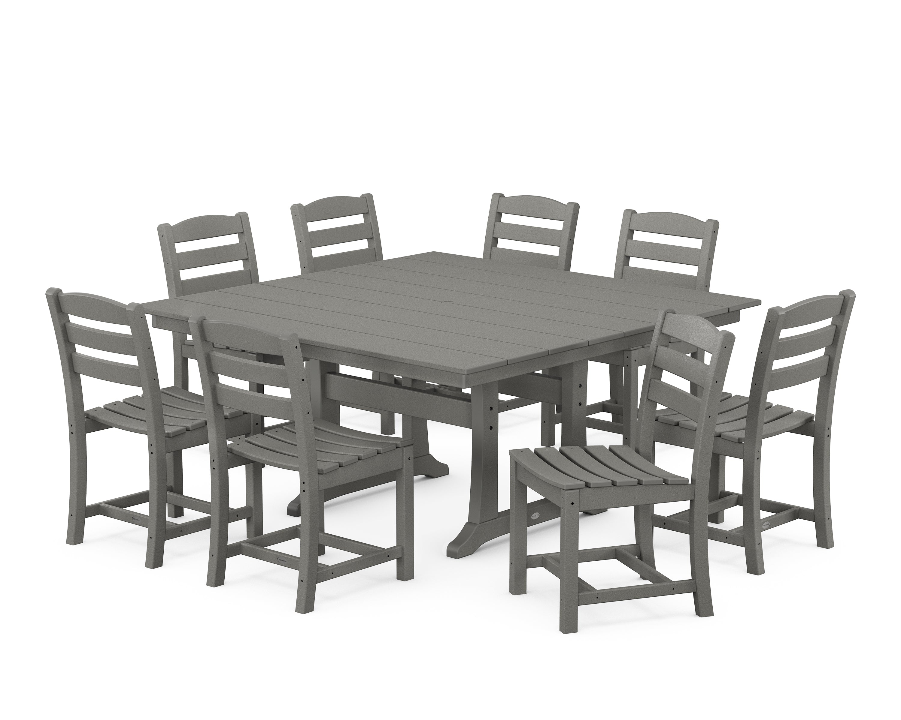 POLYWOOD® La Casa Café 9-Piece Farmhouse Trestle Dining Set in Slate Grey