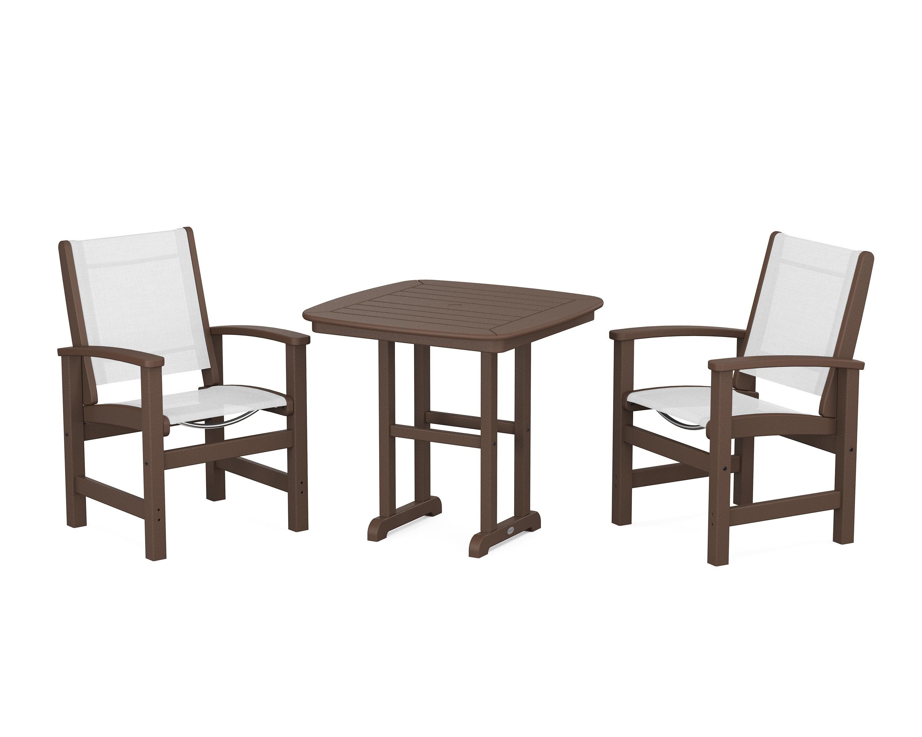 POLYWOOD® Coastal 3-Piece Dining Set in Mahogany / White Sling