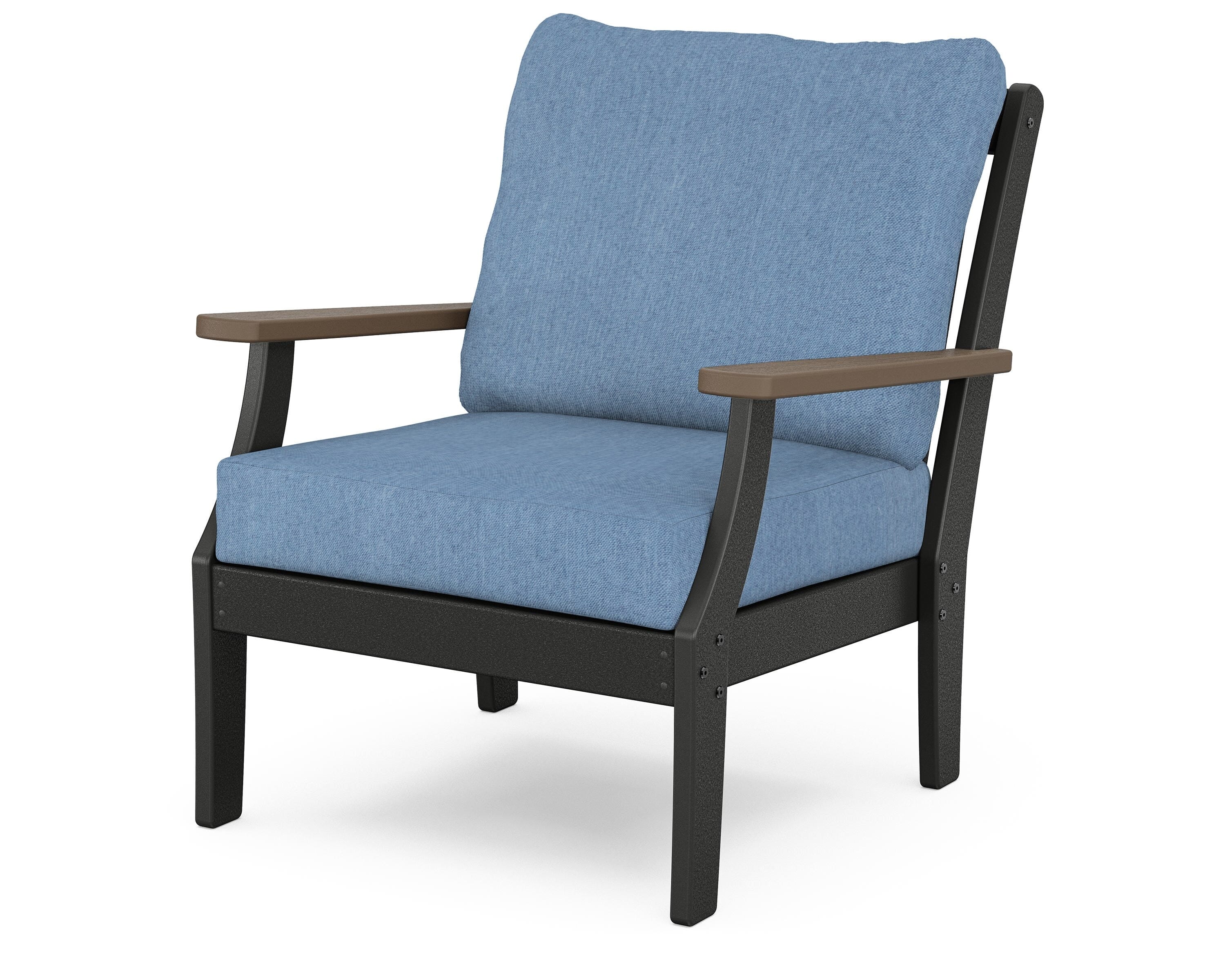POLYWOOD® Braxton Deep Seating Chair in Black / Kona / Sky Blue
