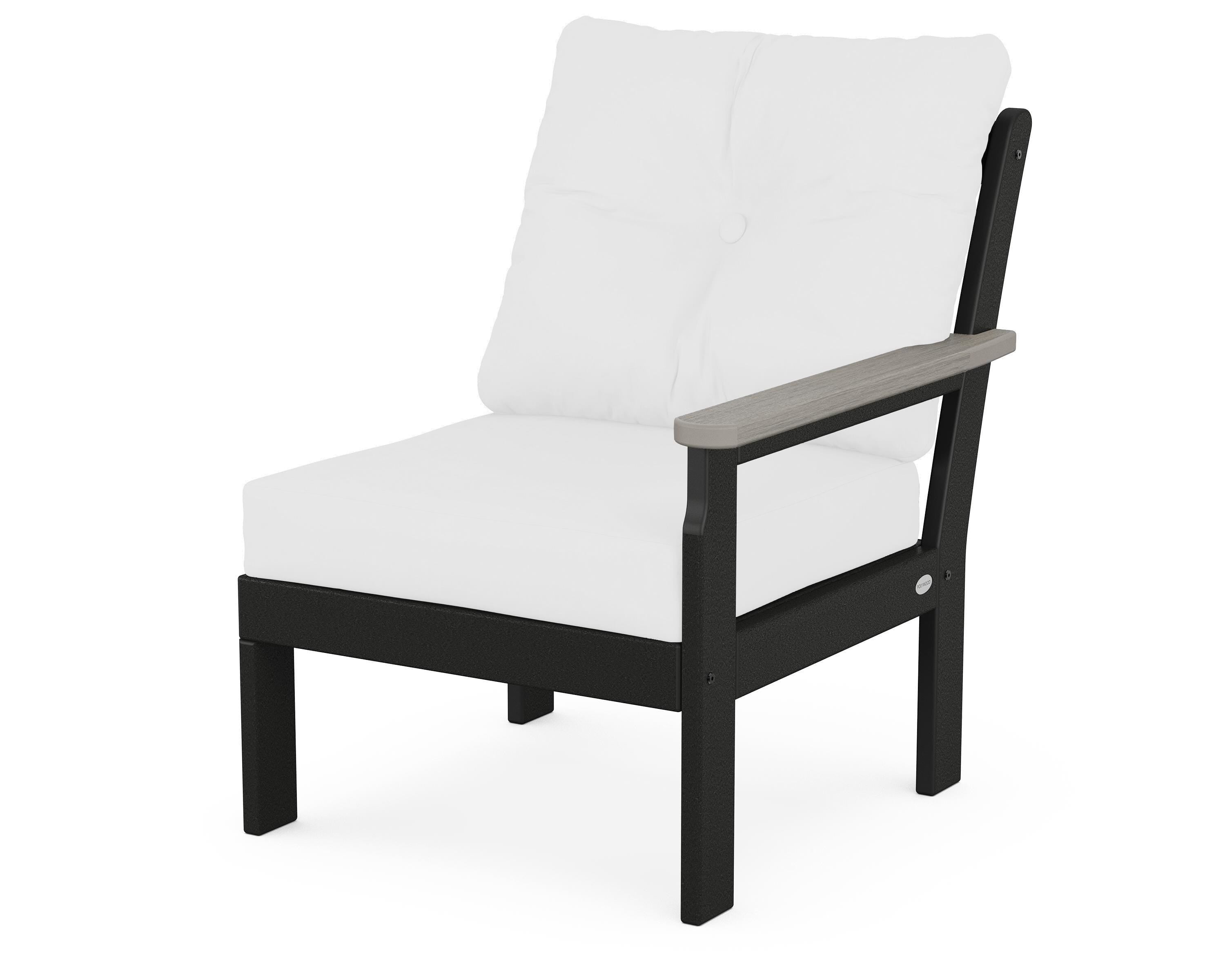 POLYWOOD® Vineyard Modular Right Arm Chair in Black / Driftwood / Natural