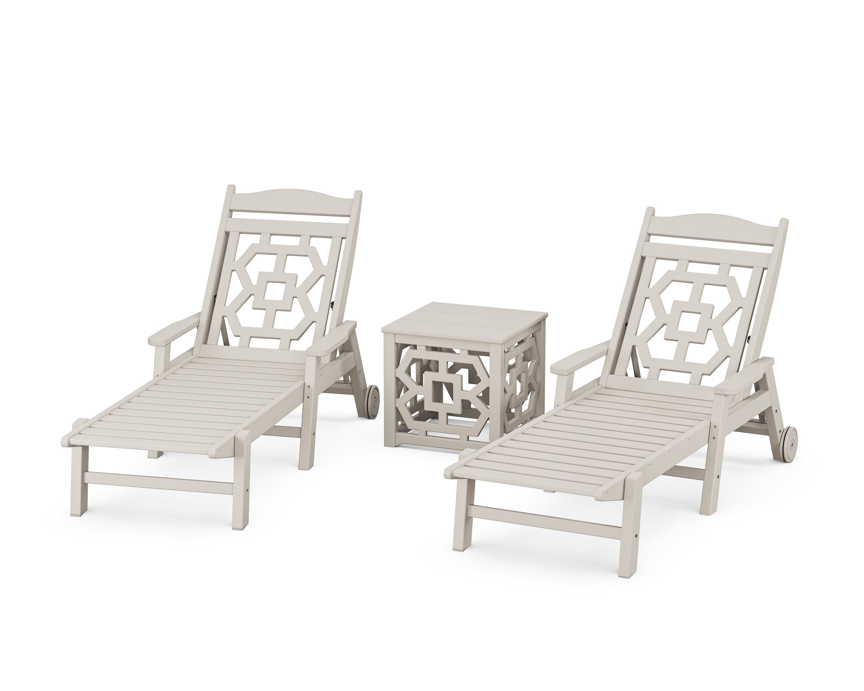Martha Stewart by POLYWOOD® Chinoiserie 3-Piece Chaise Set in Sand