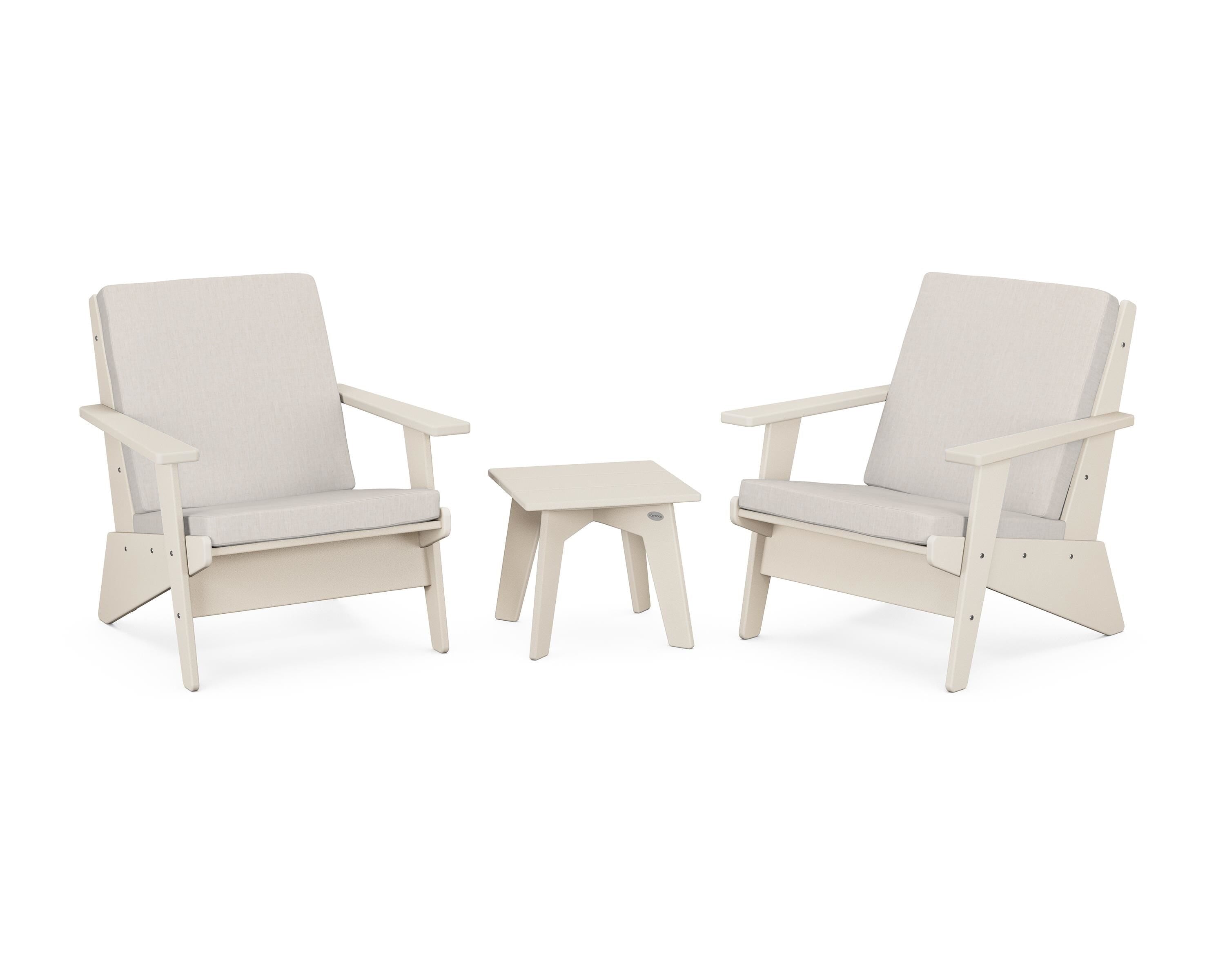POLYWOOD® Riviera Modern Lounge 3-Piece Set in Sand / Cast Ash