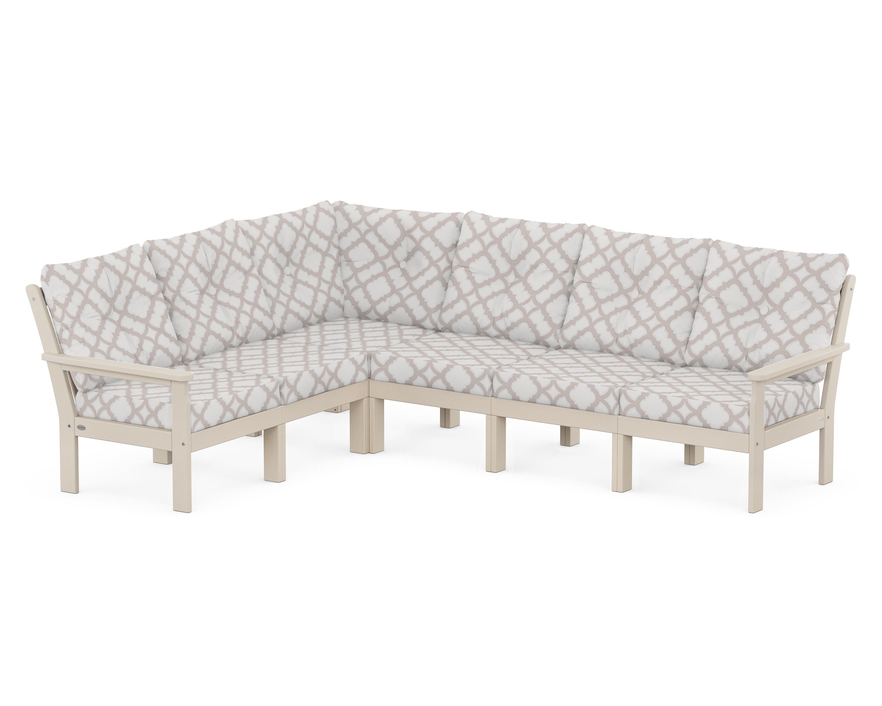 POLYWOOD® Vineyard 6-Piece Sectional in Sand / Trellis Dune Burlap