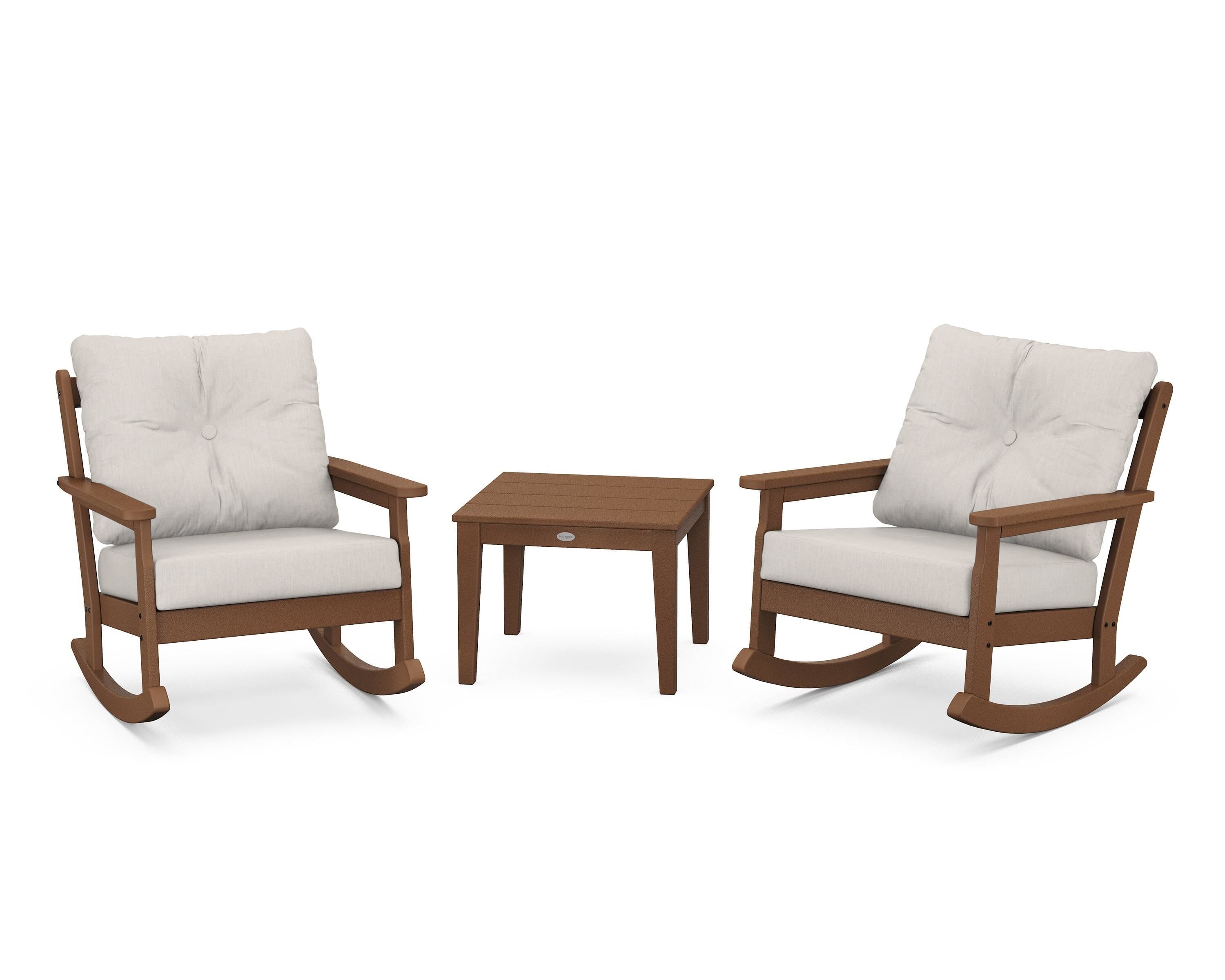 POLYWOOD® Vineyard 3-Piece Deep Seating Rocker Set in Teak / Cast Ash