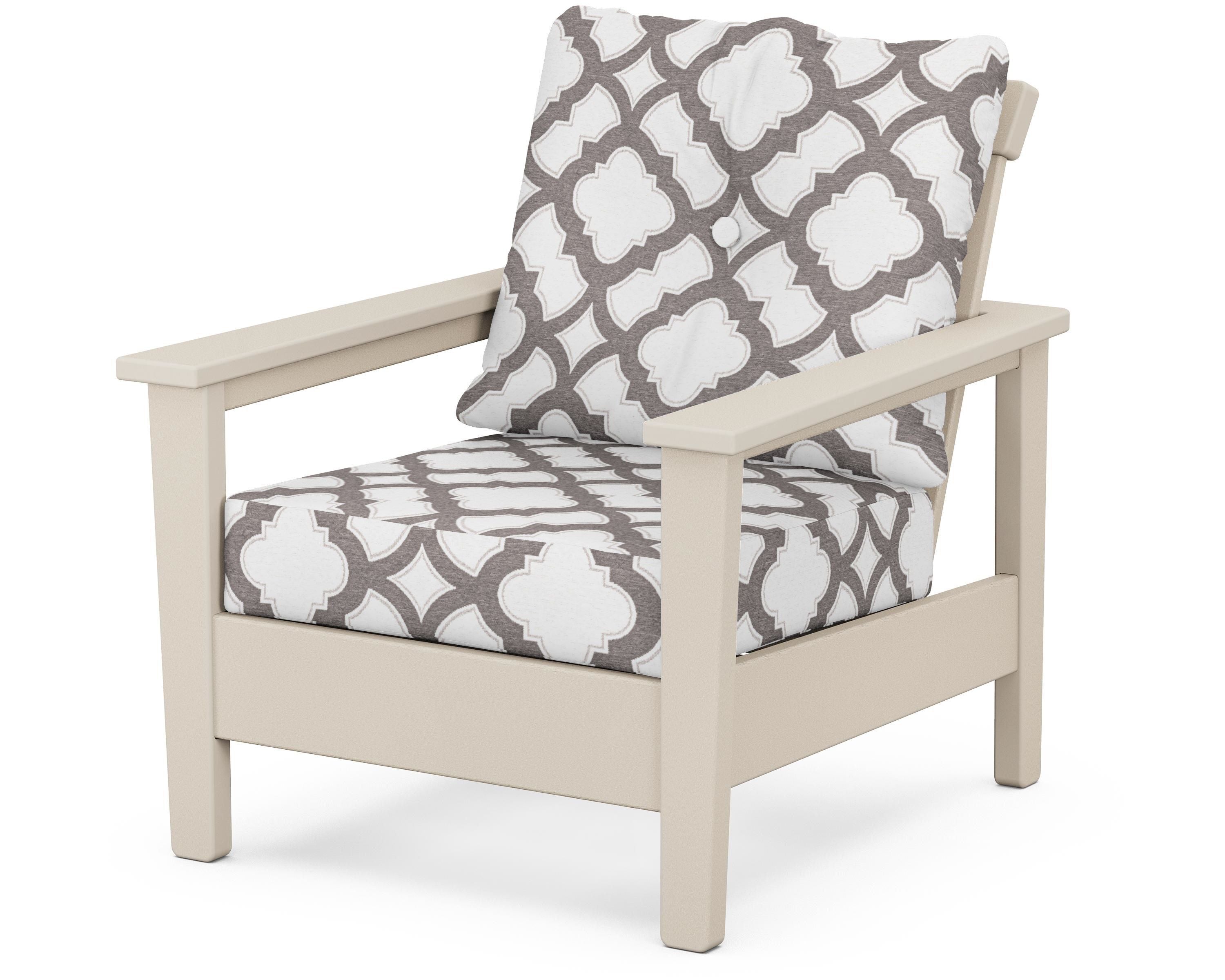 POLYWOOD® Prescott Deep Seating Chair in Sand / Trellis Grey Mist