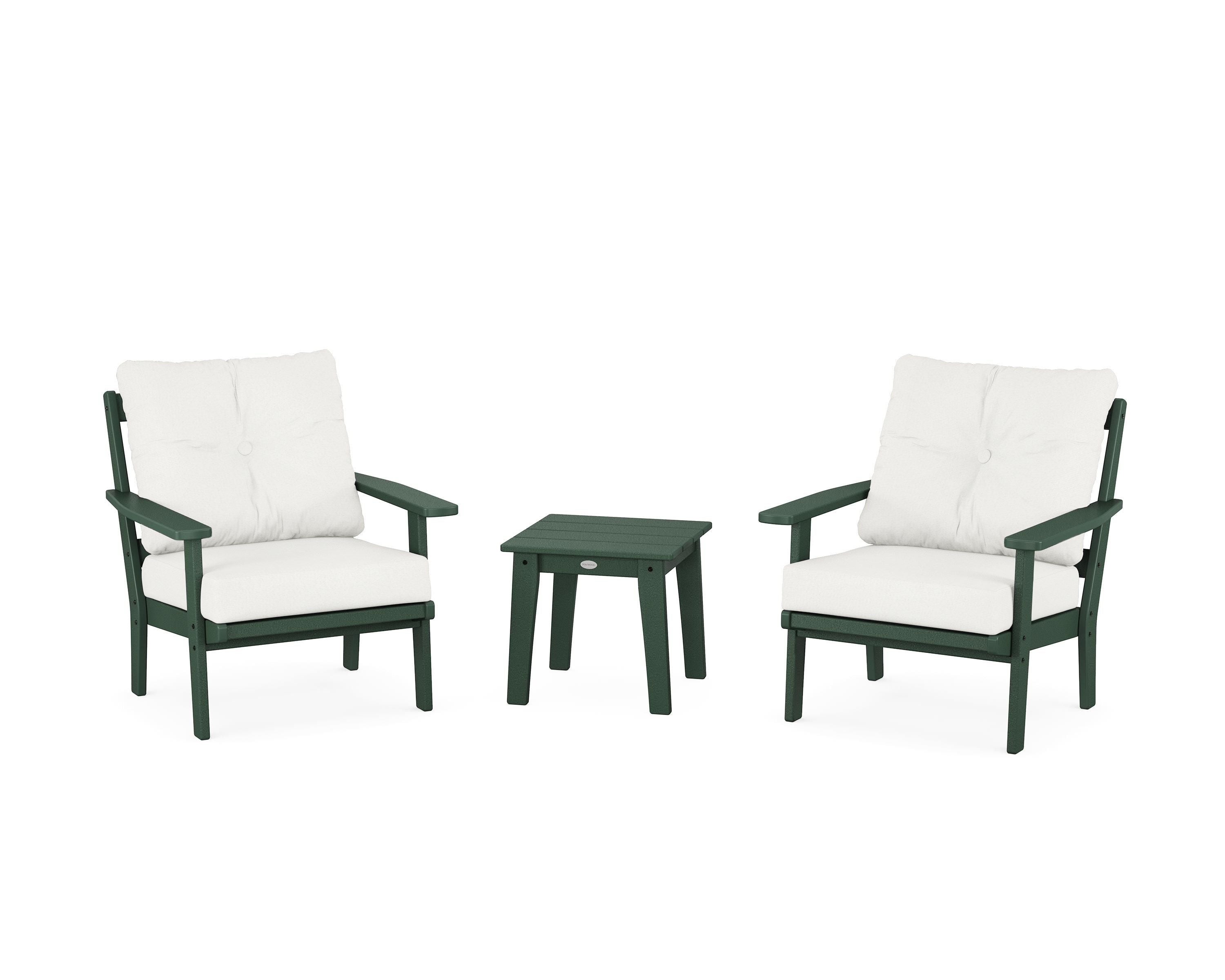 POLYWOOD® Prairie 3-Piece Deep Seating Set in Green / Natural Linen