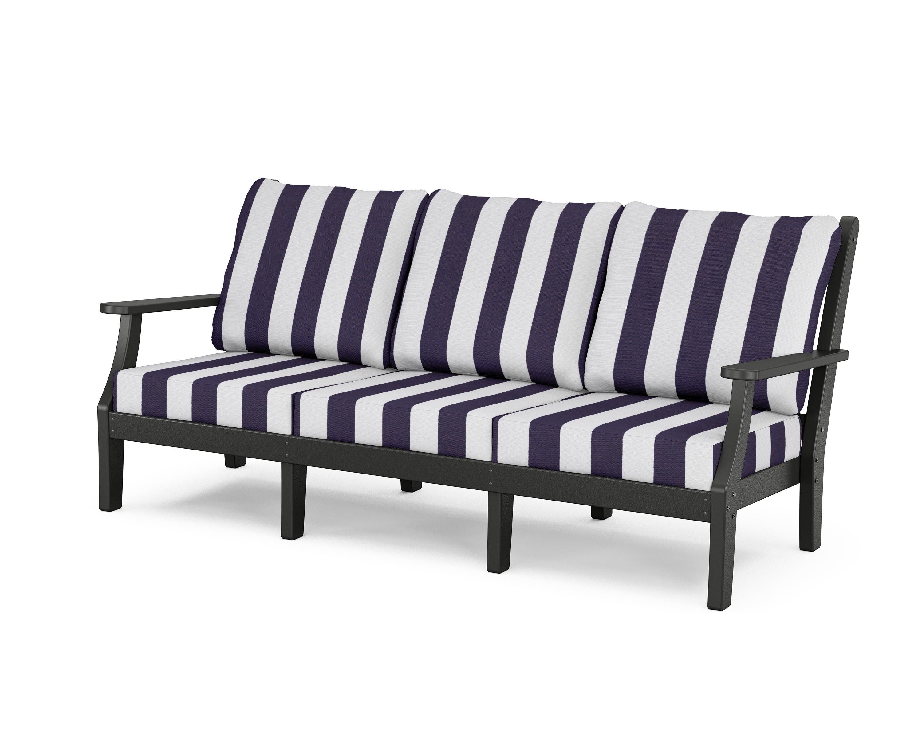 Country Living Wovendale Deep Seating Sofa in Black / Cabana Stripe Navy