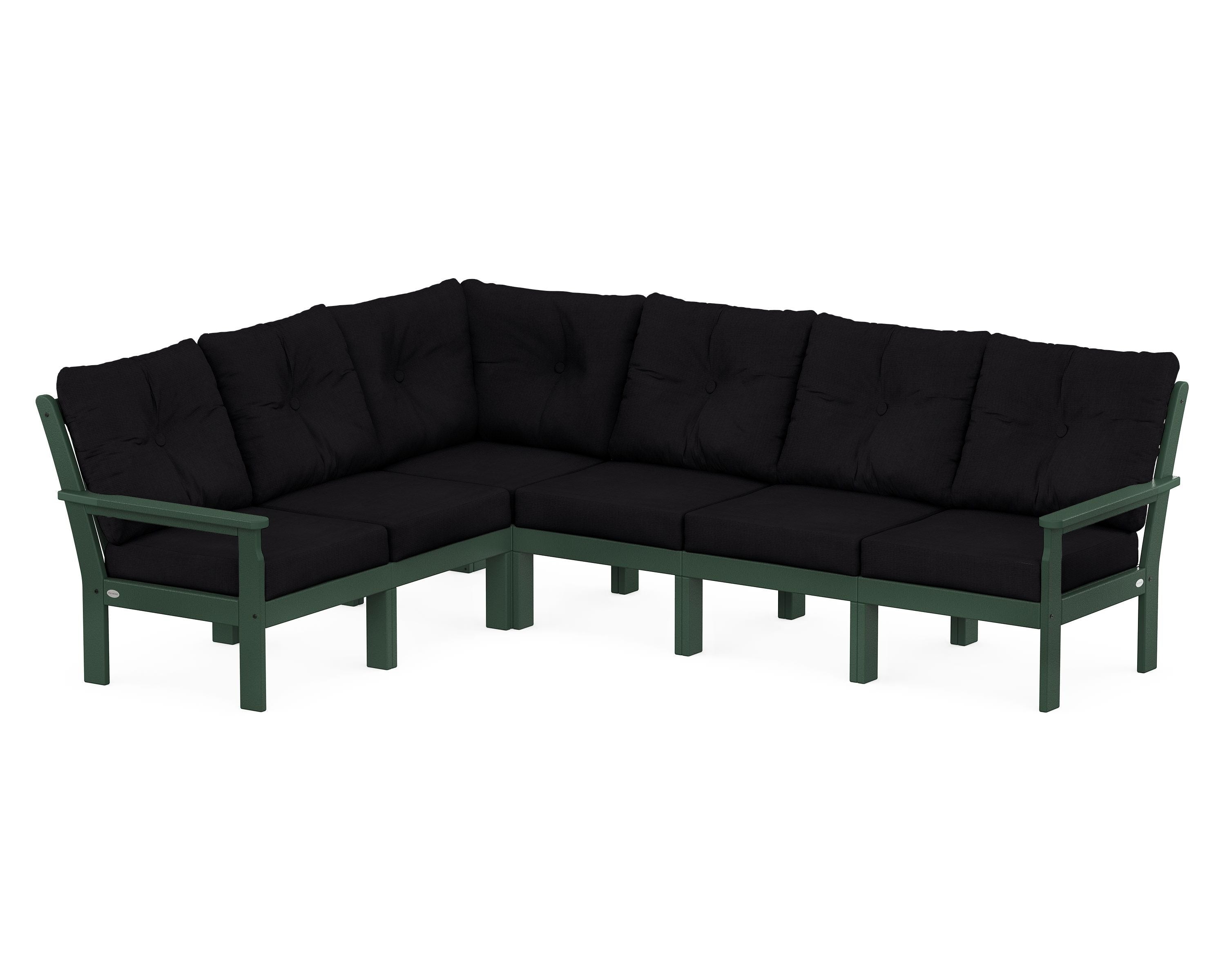 POLYWOOD® Vineyard 6-Piece Sectional in Green / Midnight Linen