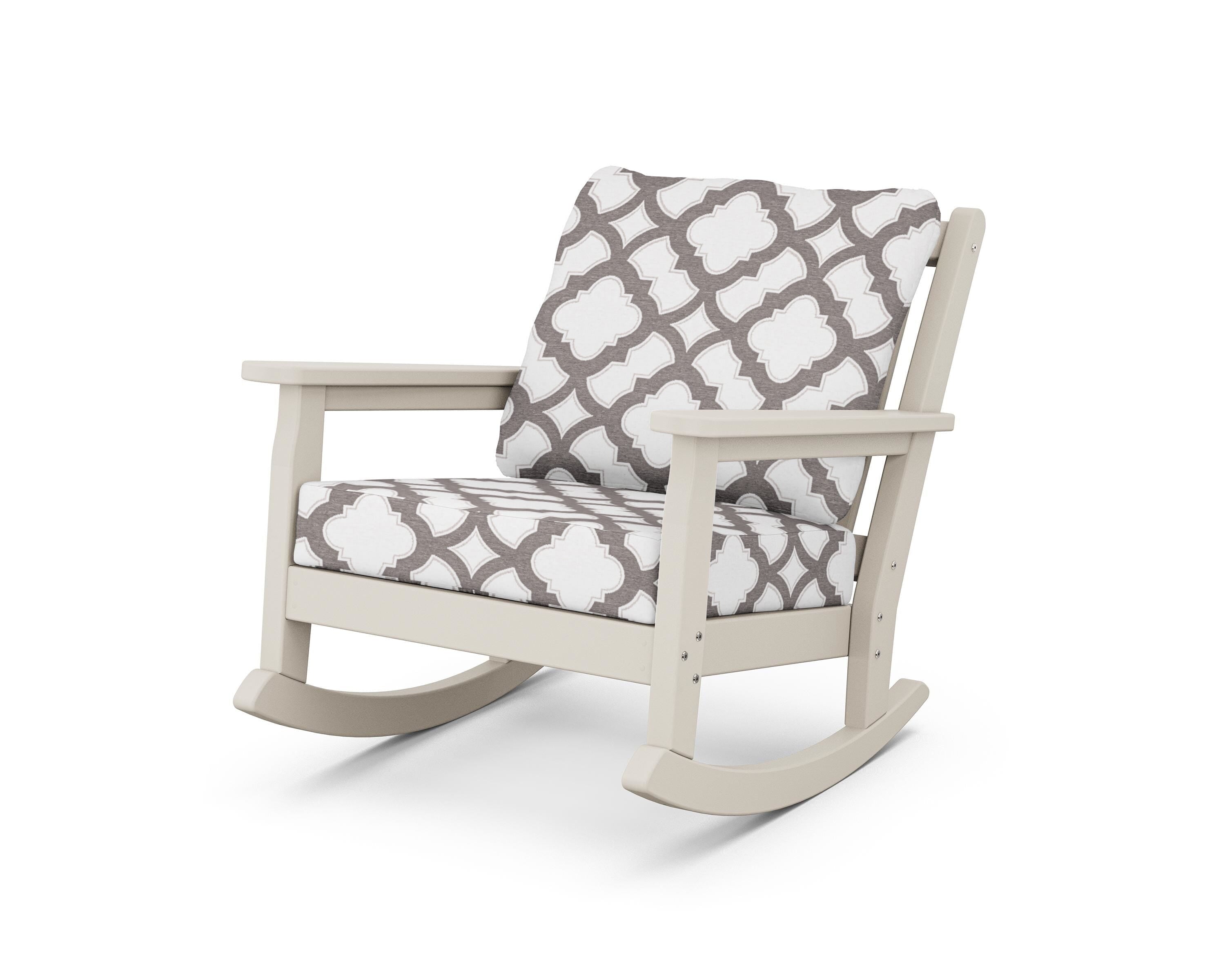 POLYWOOD® Chippendale Deep Seating Rocking Chair in Sand / Trellis Grey Mist