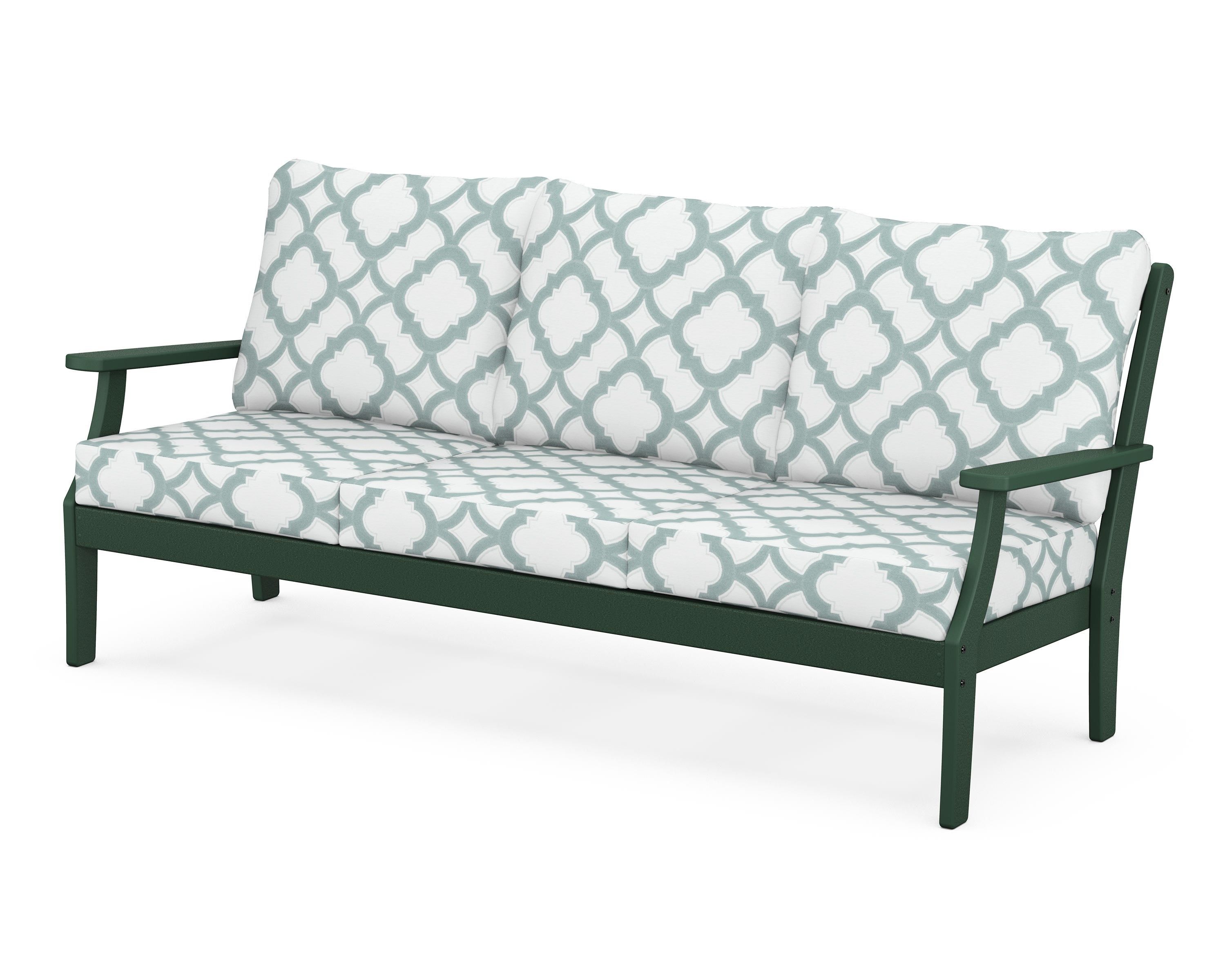 POLYWOOD® Braxton Deep Seating Sofa in Green / Trellis Glacier Spa