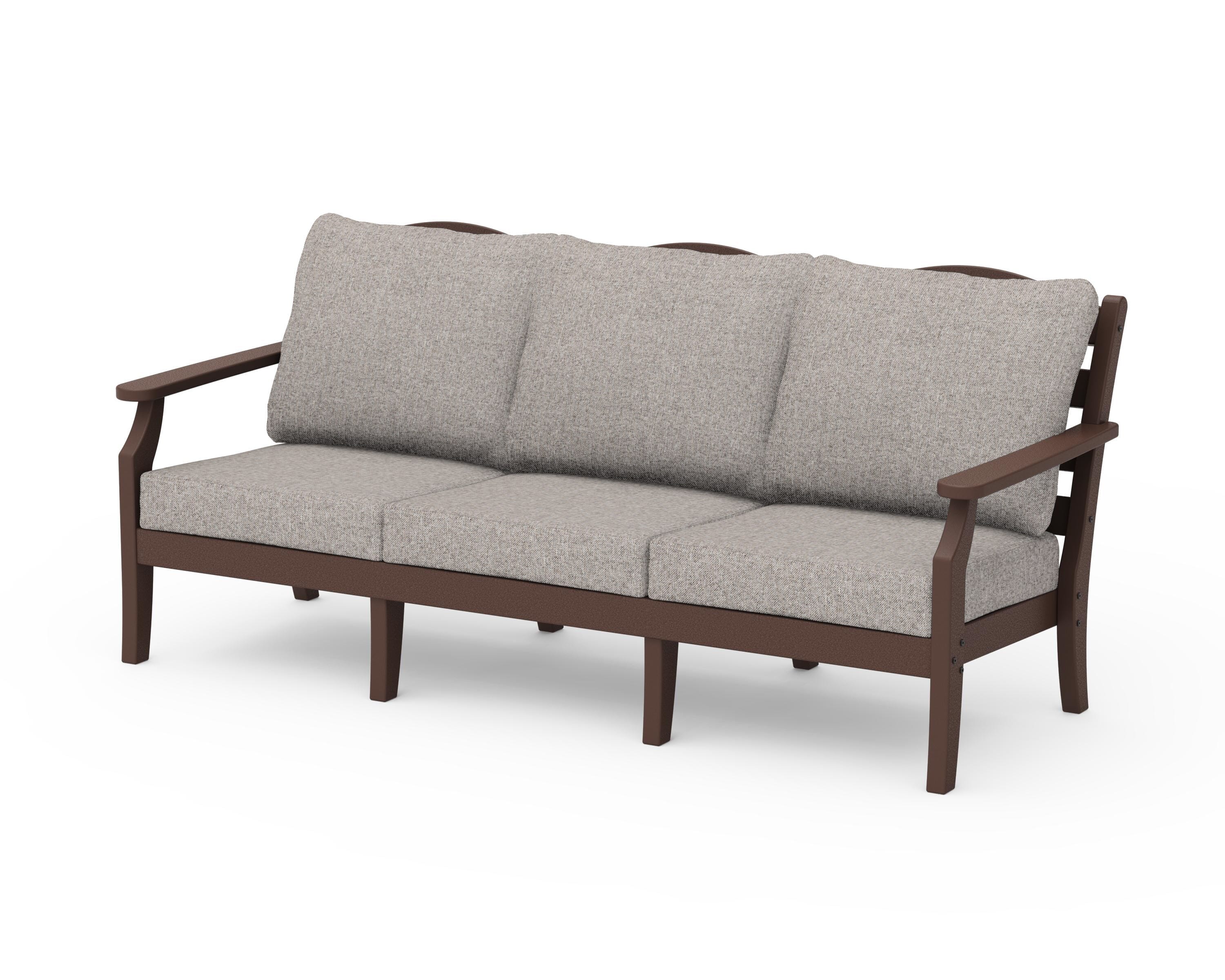 Draper James™ by POLYWOOD® Savannah Deep Seating Sofa in Mahogany / Weathered Tweed