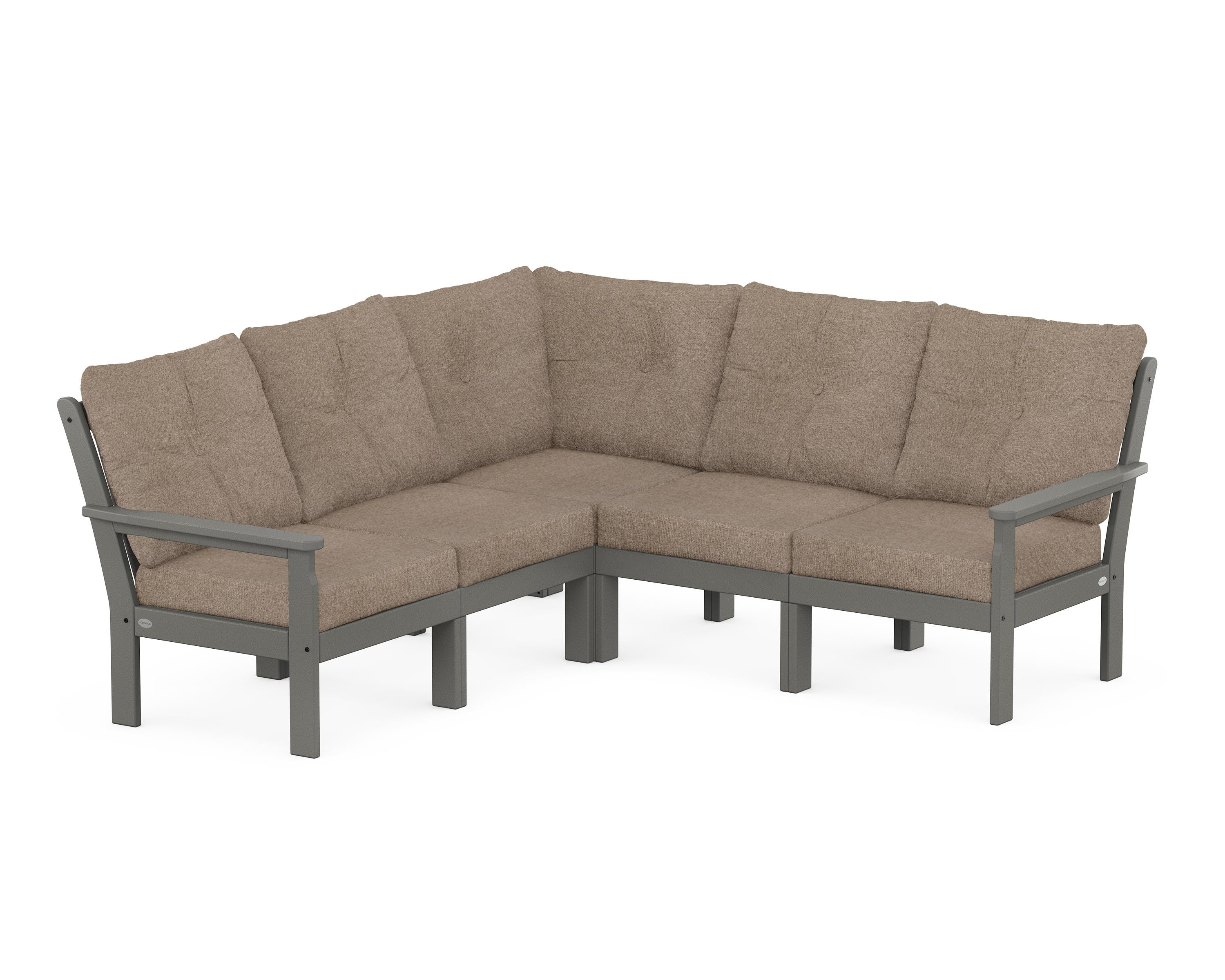POLYWOOD® Vineyard 5-Piece Sectional in Slate Grey / Spiced Burlap
