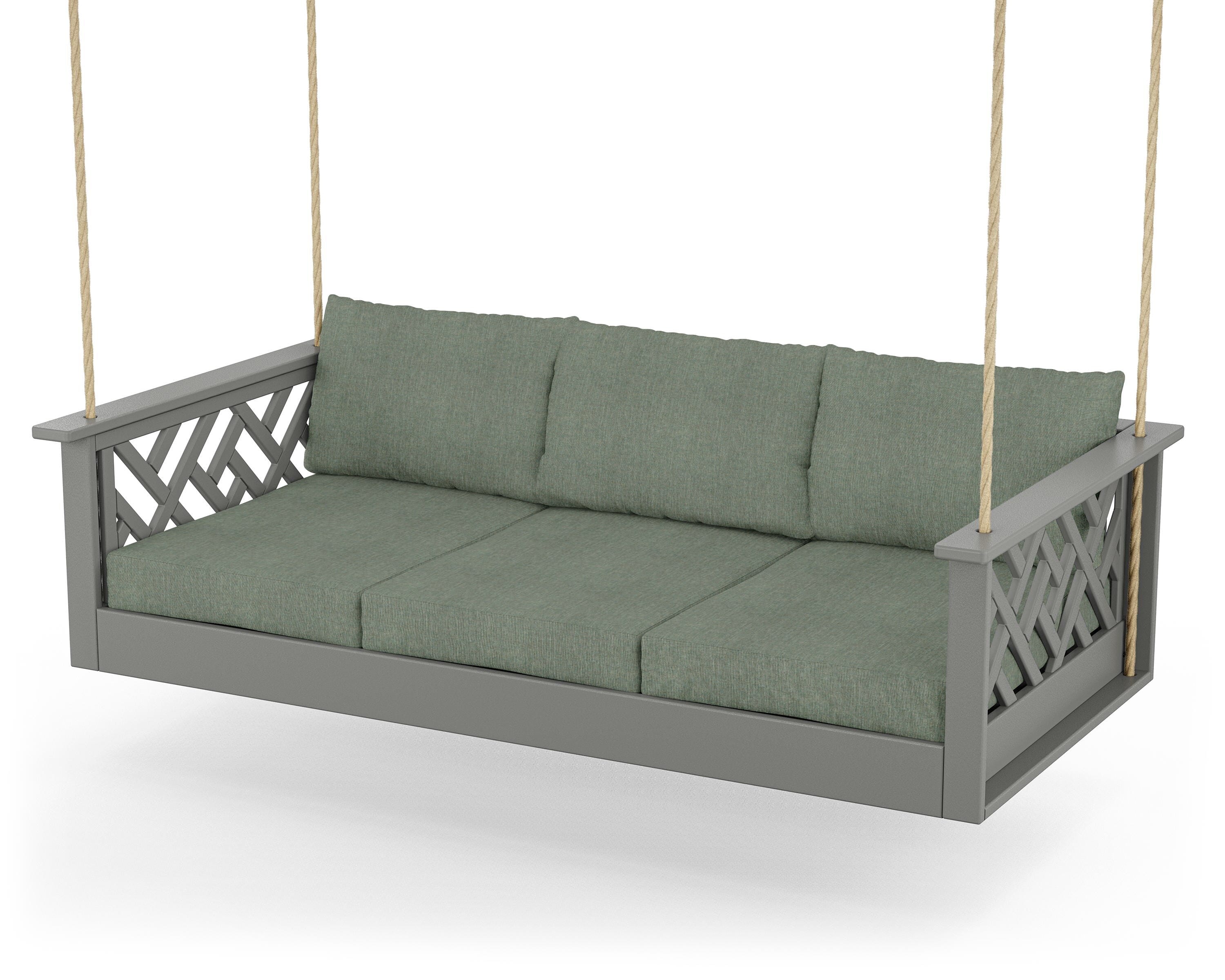 POLYWOOD® Chippendale Daybed Swing in Slate Grey / Cast Sage