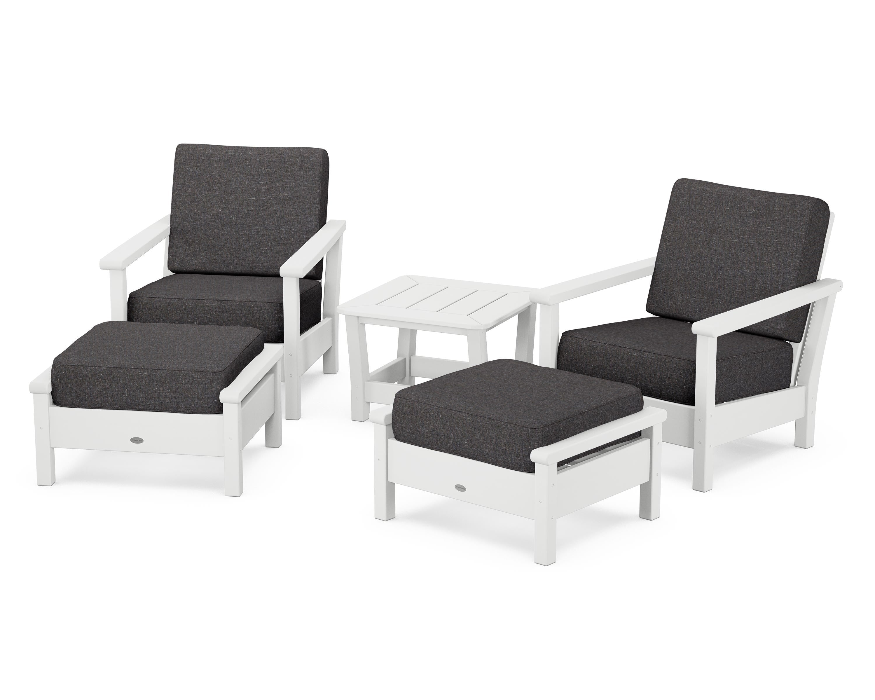 POLYWOOD® Harbour 5-Piece Deep Seating Chair Set in White / Ash Charcoal