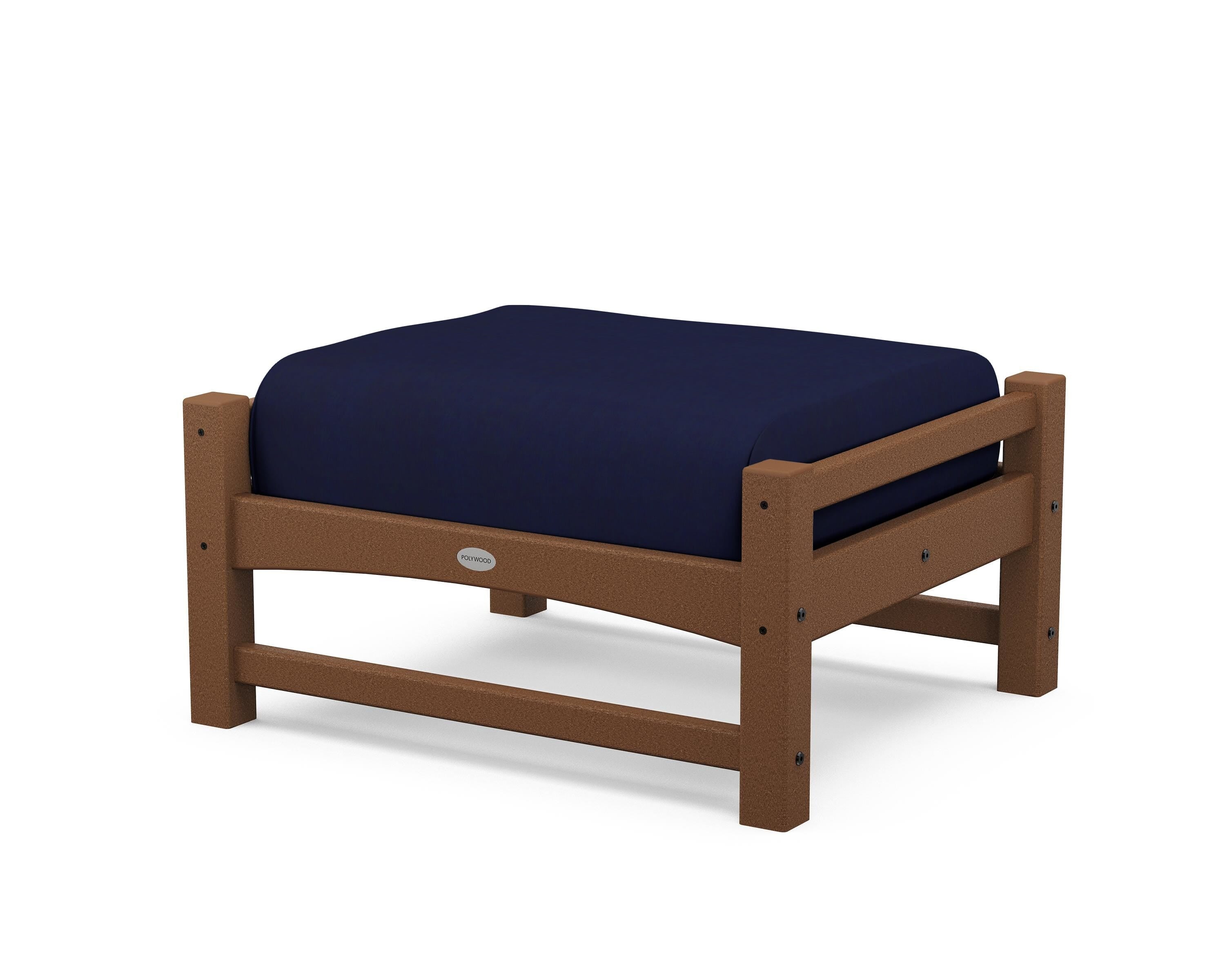 POLYWOOD® Club Ottoman in Teak / Navy