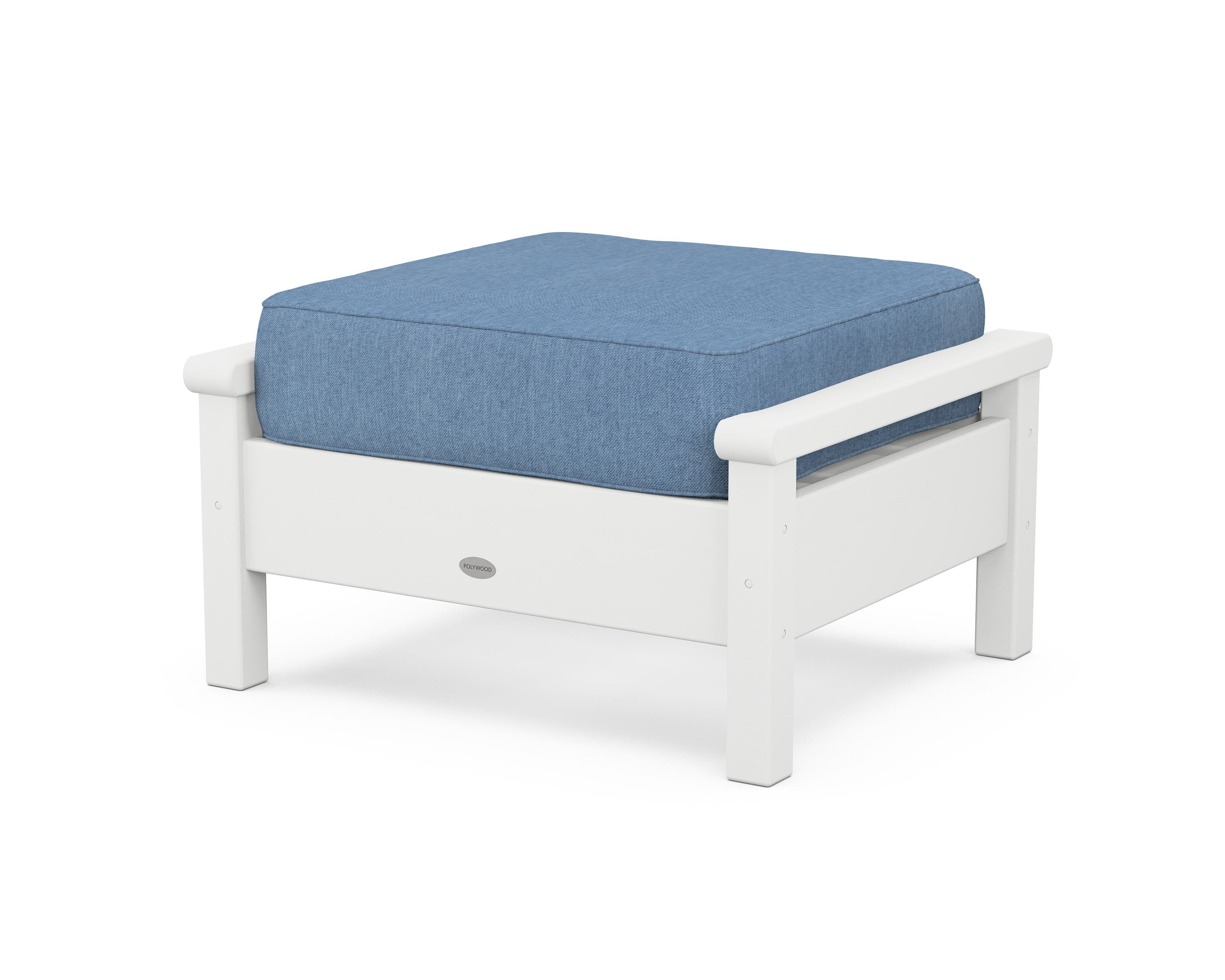 POLYWOOD® Harbour Deep Seating Ottoman in White / Sky Blue