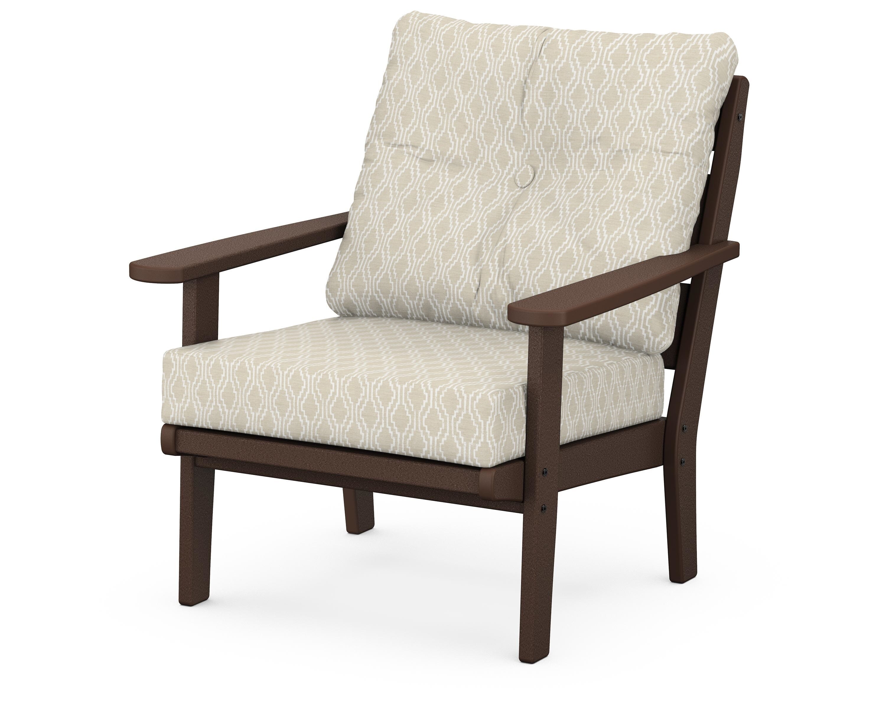 POLYWOOD® Lakeside Deep Seating Chair in Mahogany / Solve Linen
