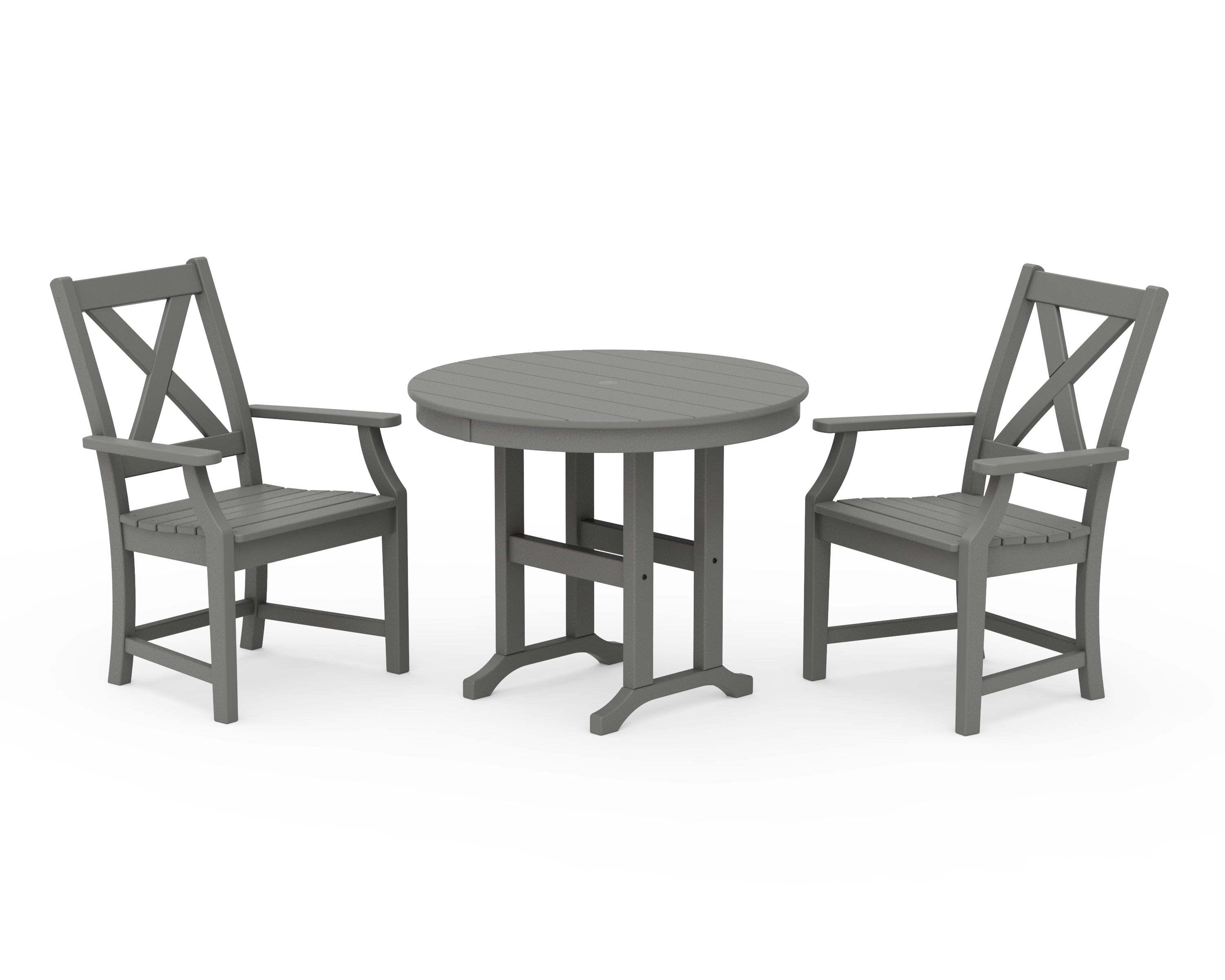 POLYWOOD® Braxton 3-Piece Round Dining Set in Slate Grey