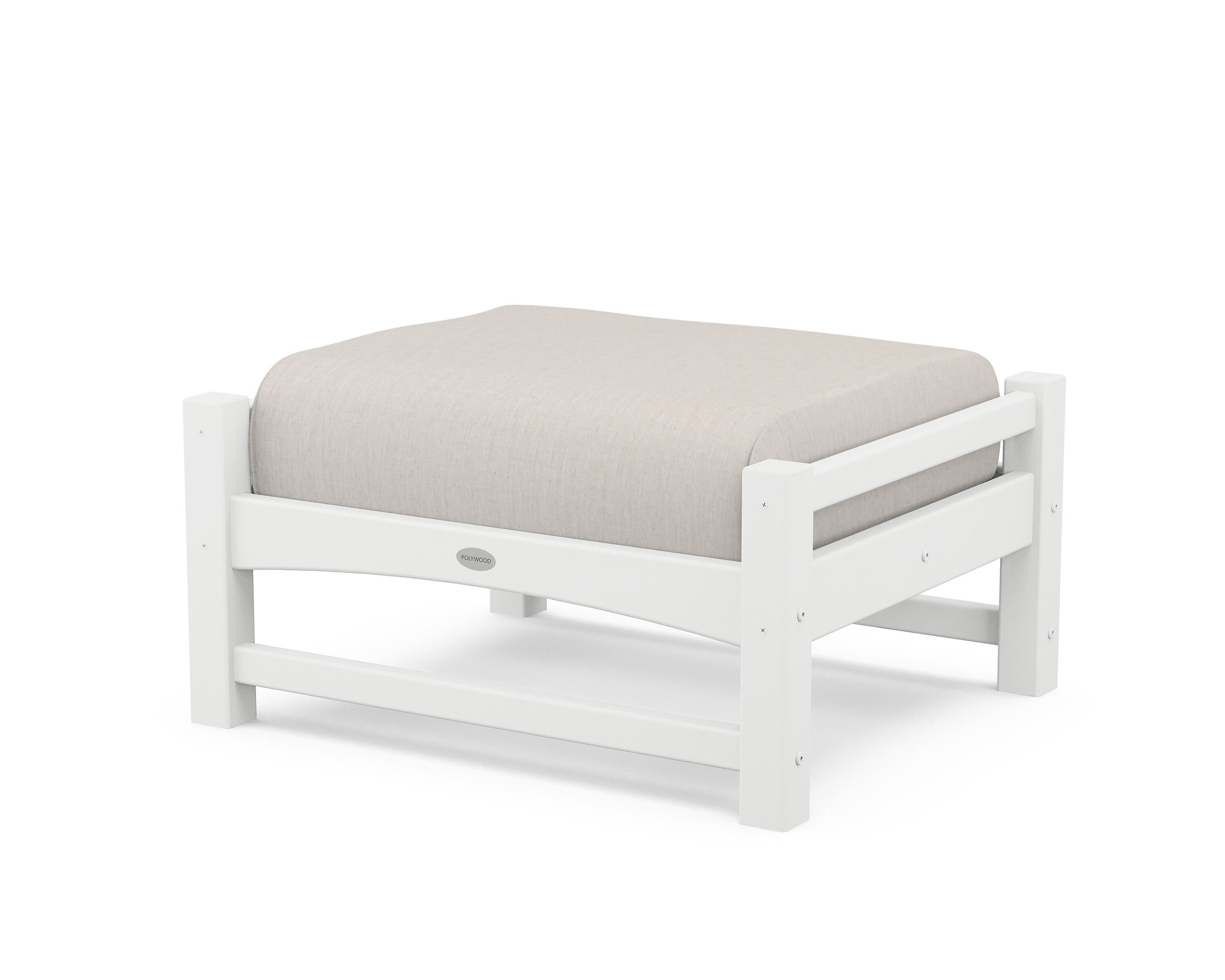 POLYWOOD® Club Ottoman in White / Cast Ash