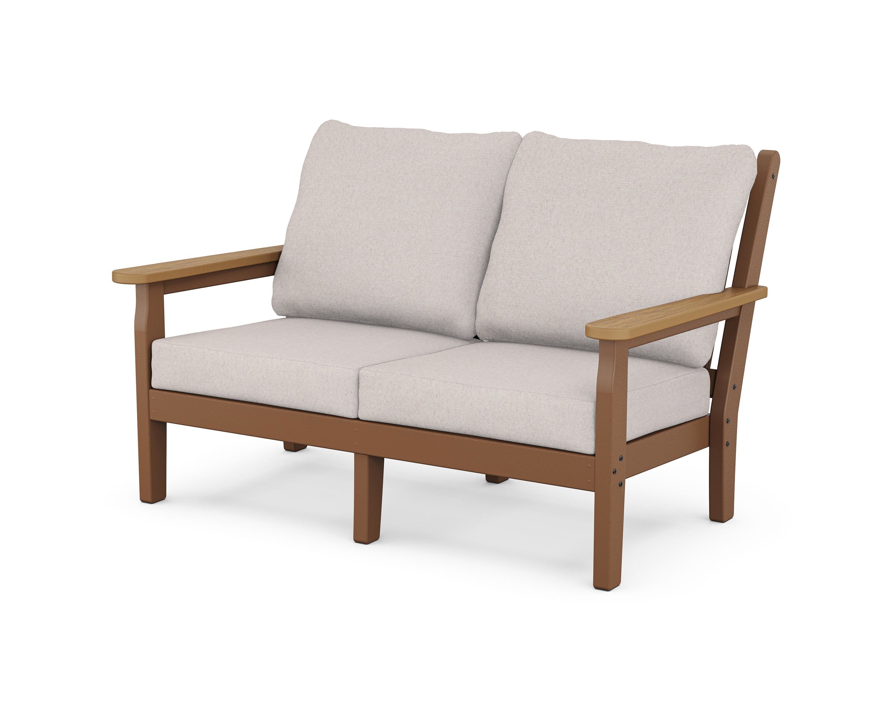 POLYWOOD® Chippendale Deep Seating Loveseat in Teak / Natural / Dune Burlap