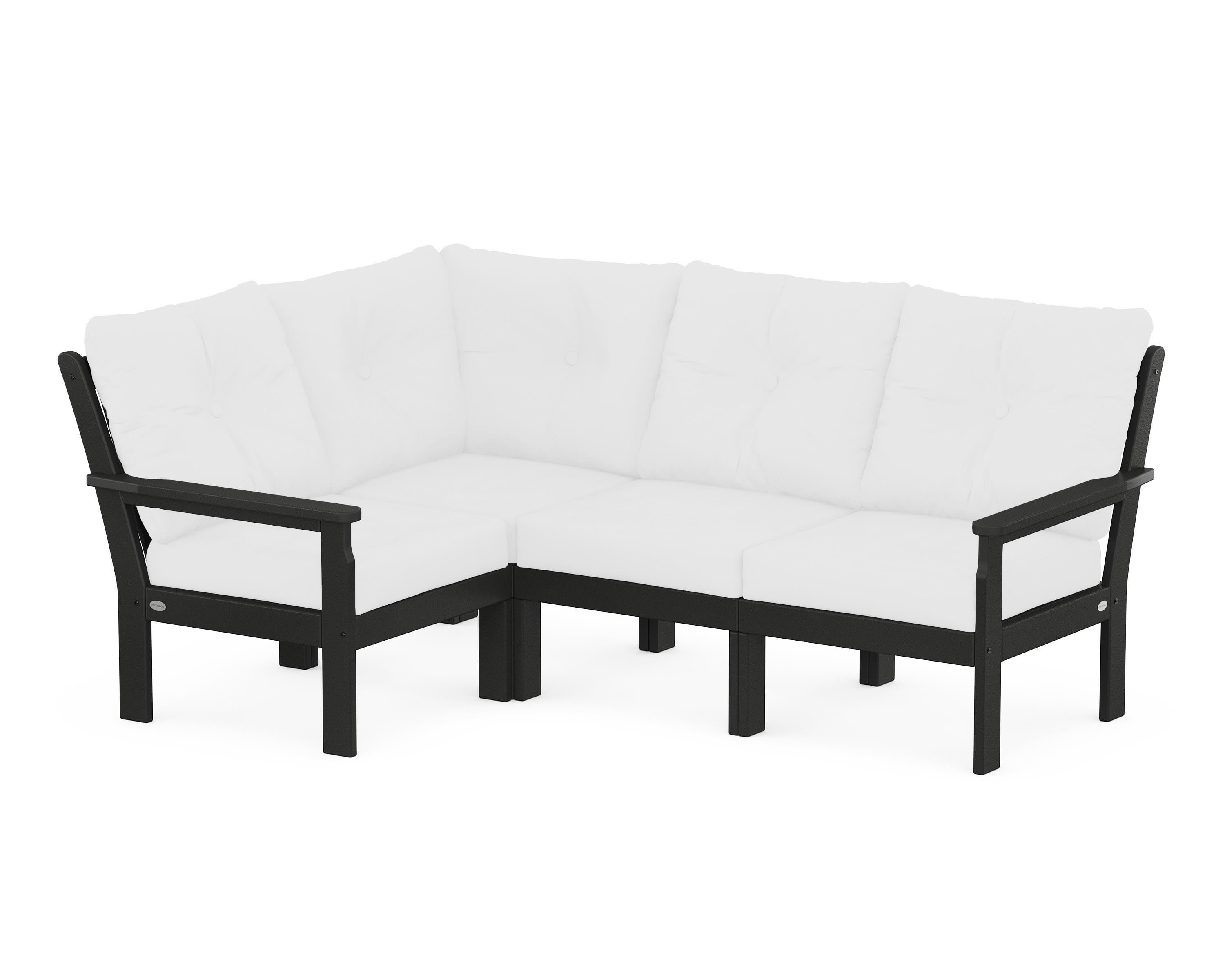 POLYWOOD® Vineyard 4-Piece Sectional in Black / Natural