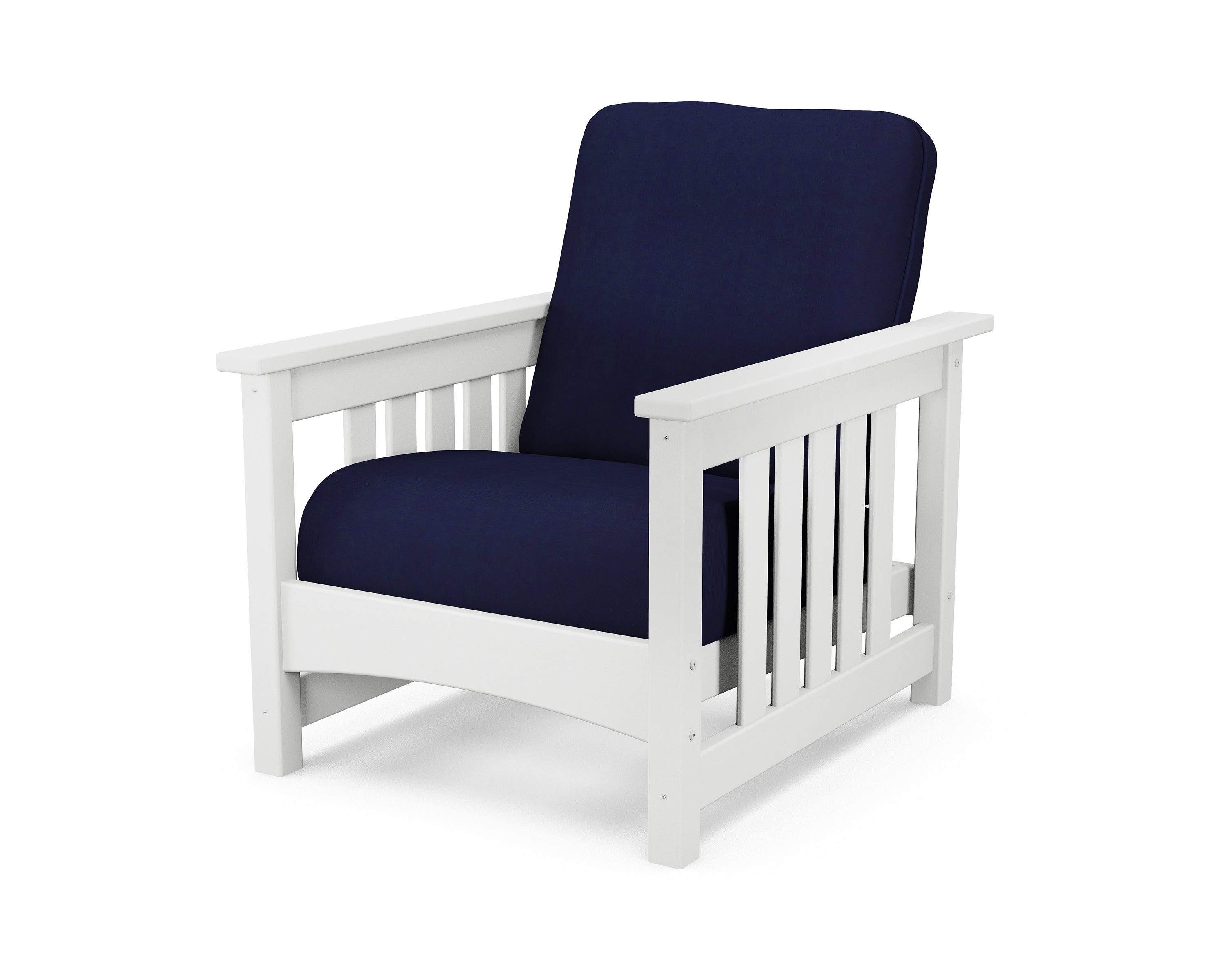 POLYWOOD® Club Mission Chair in White / Navy