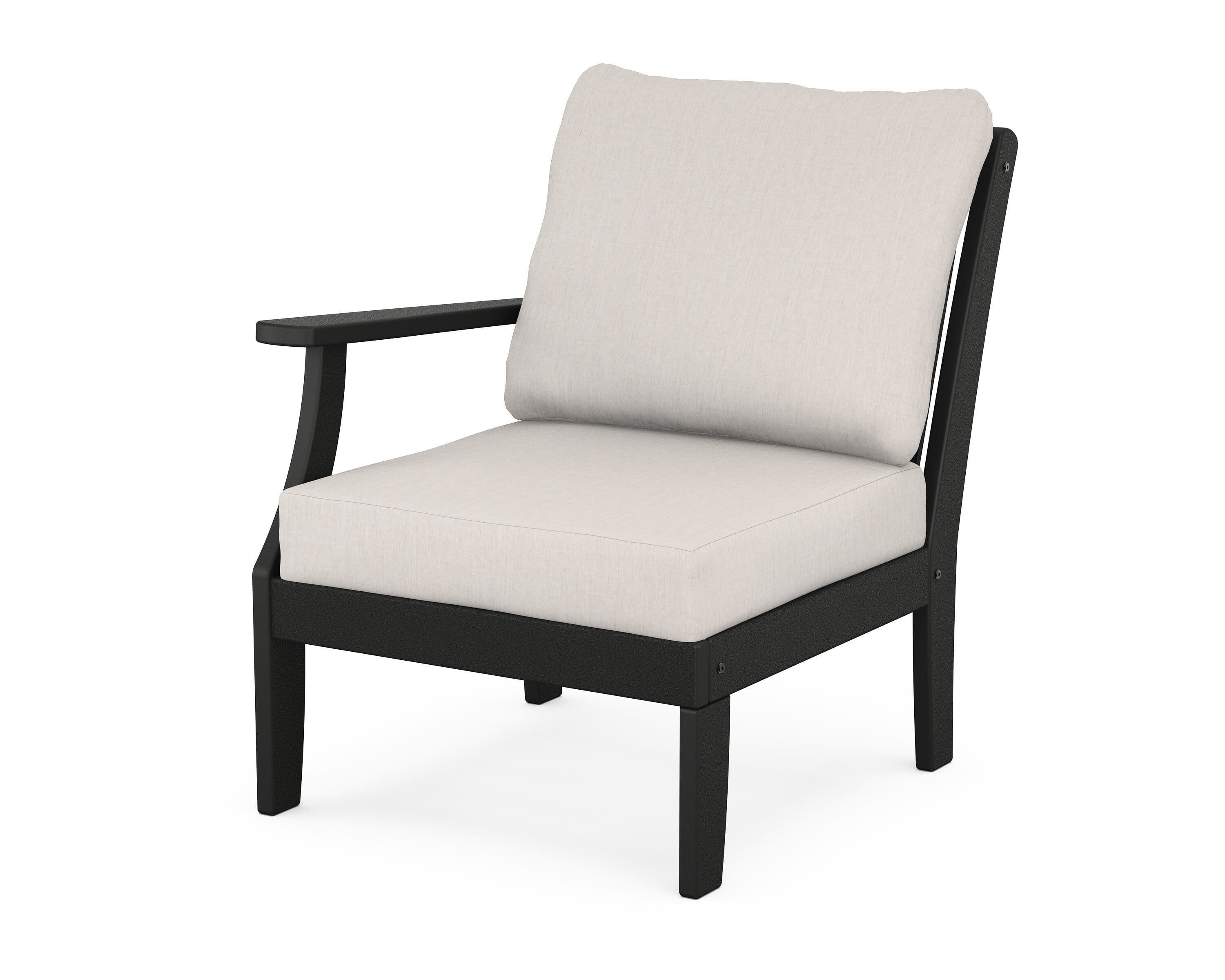 POLYWOOD® Braxton Modular Left Arm Chair in Black / Cast Ash