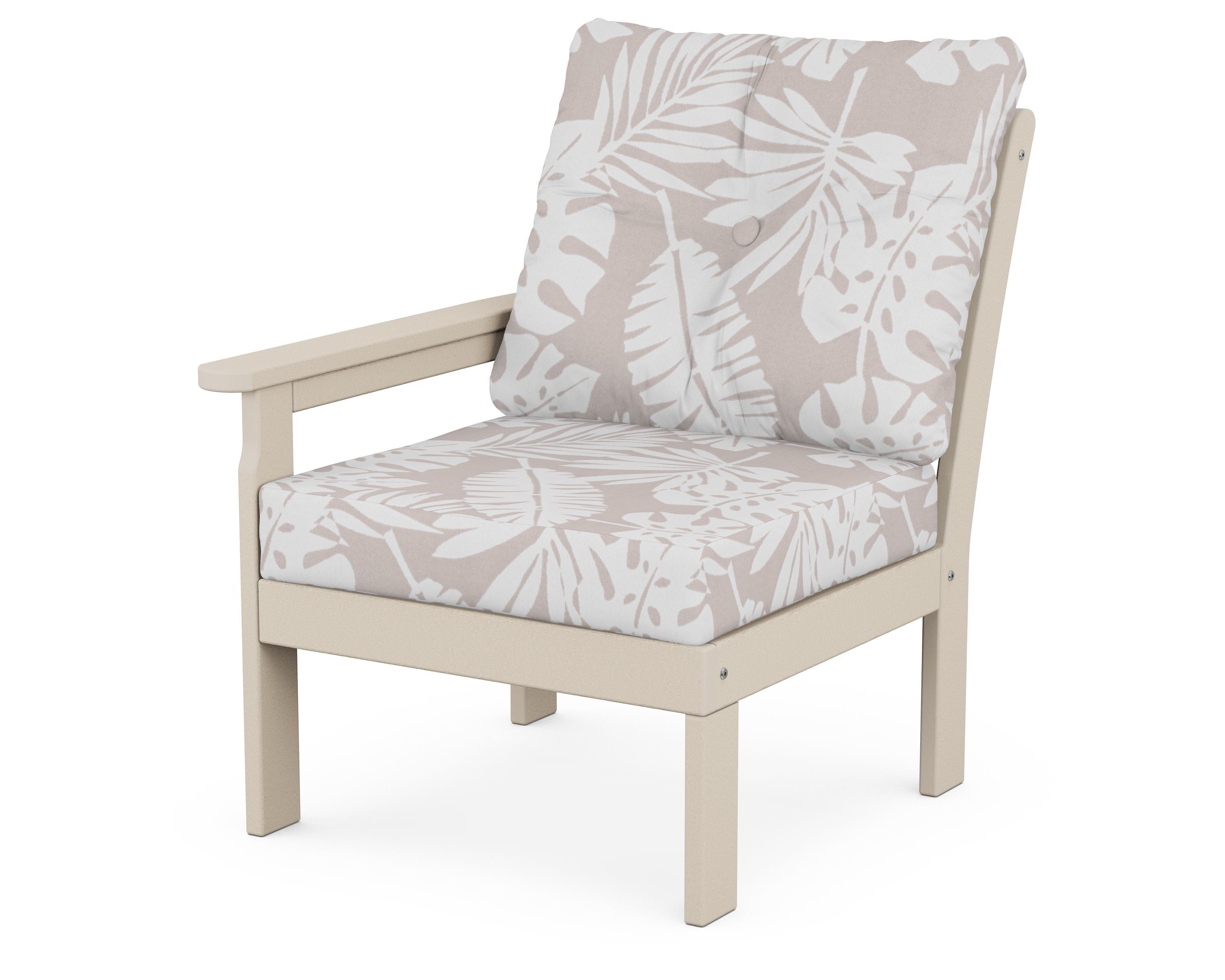 POLYWOOD® Vineyard Modular Left Arm Chair in Sand / Leaf Dune Burlap
