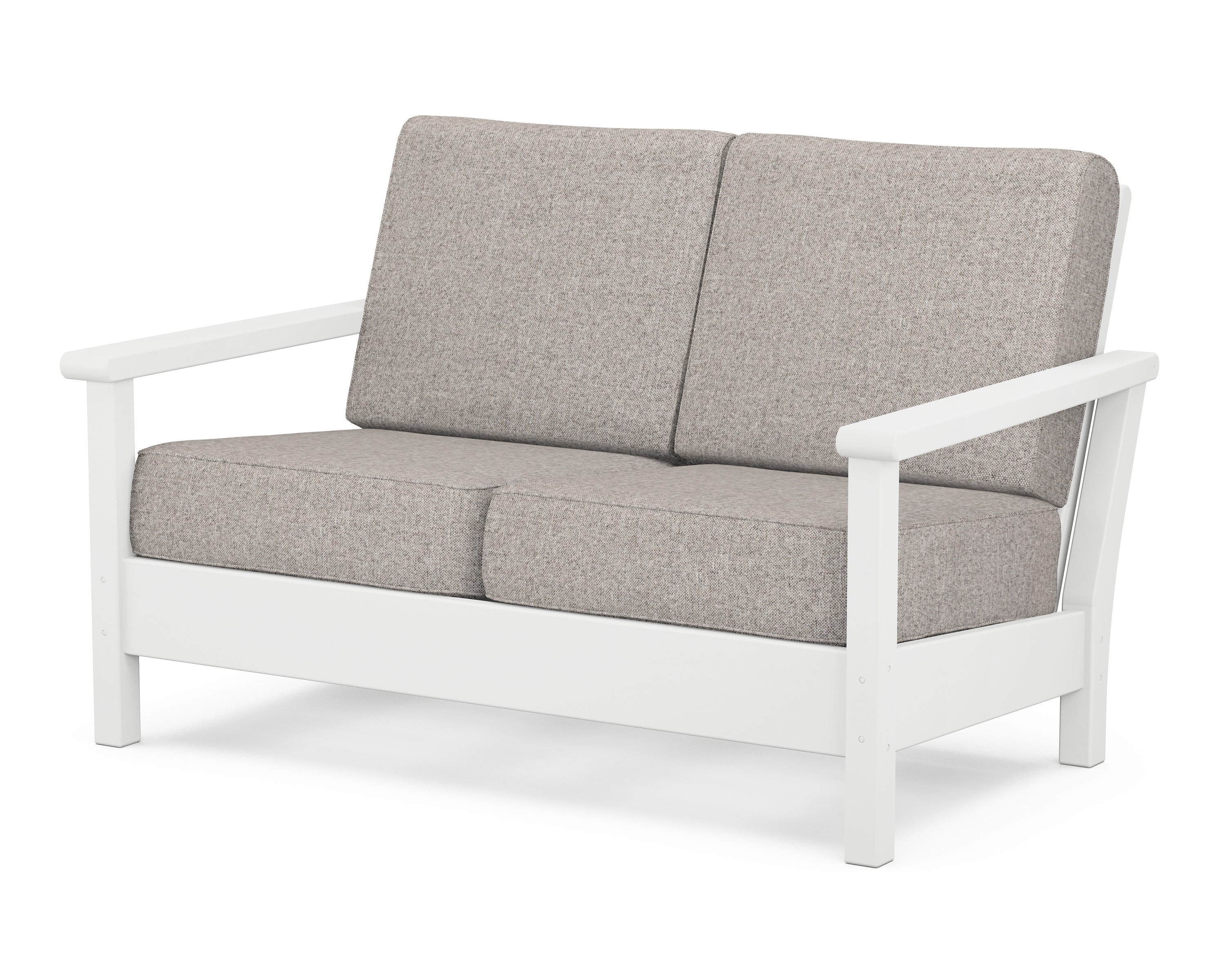 POLYWOOD® Harbour Deep Seating Loveseat in White / Weathered Tweed