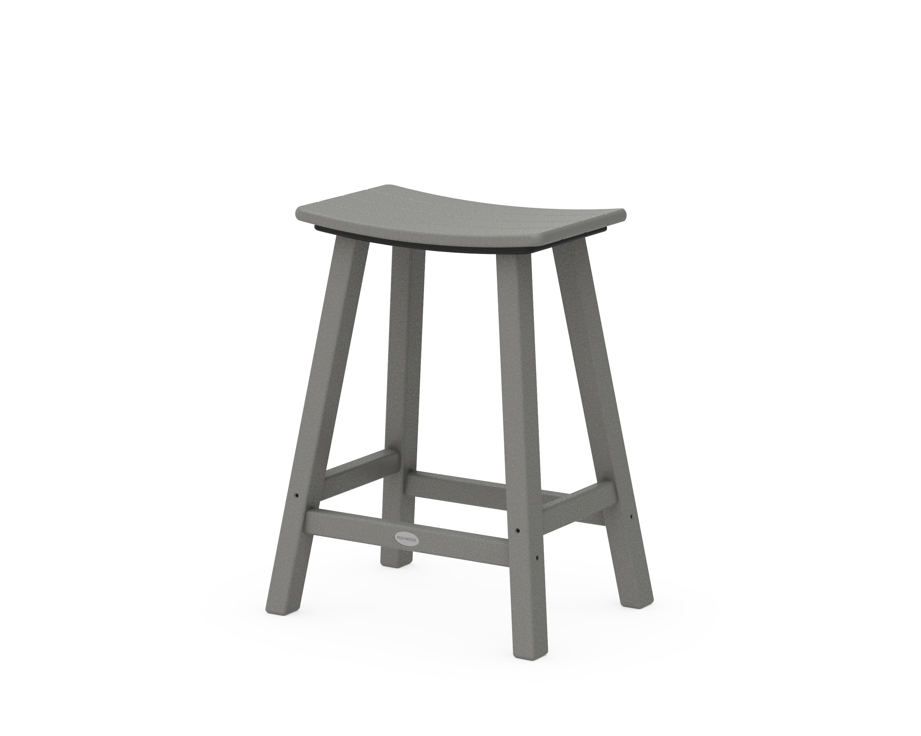 POLYWOOD® Traditional 24" Saddle Counter Stool in Slate Grey