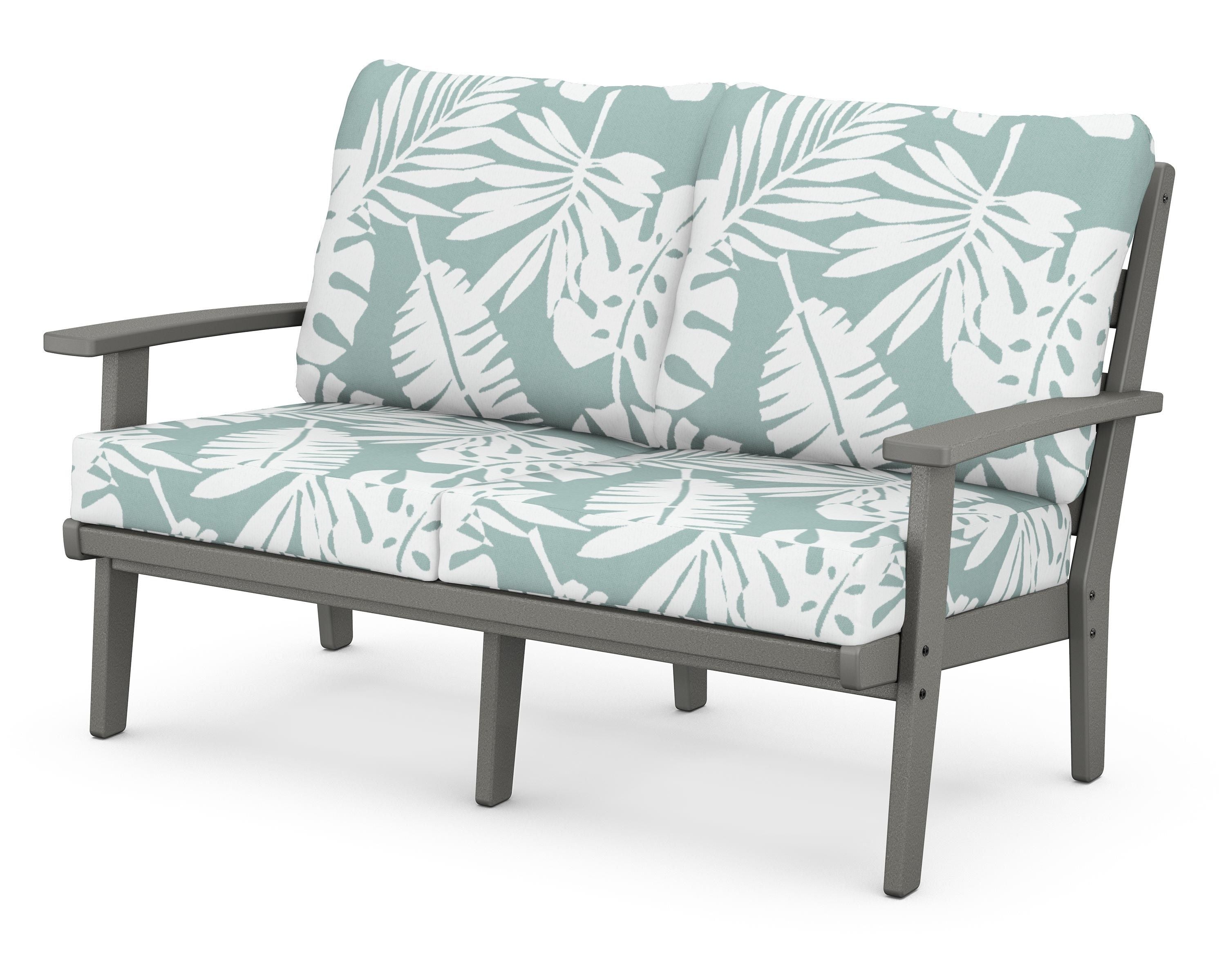 POLYWOOD® Grant Park Deep Seating Loveseat in Slate Grey / Leaf Glacier Spa