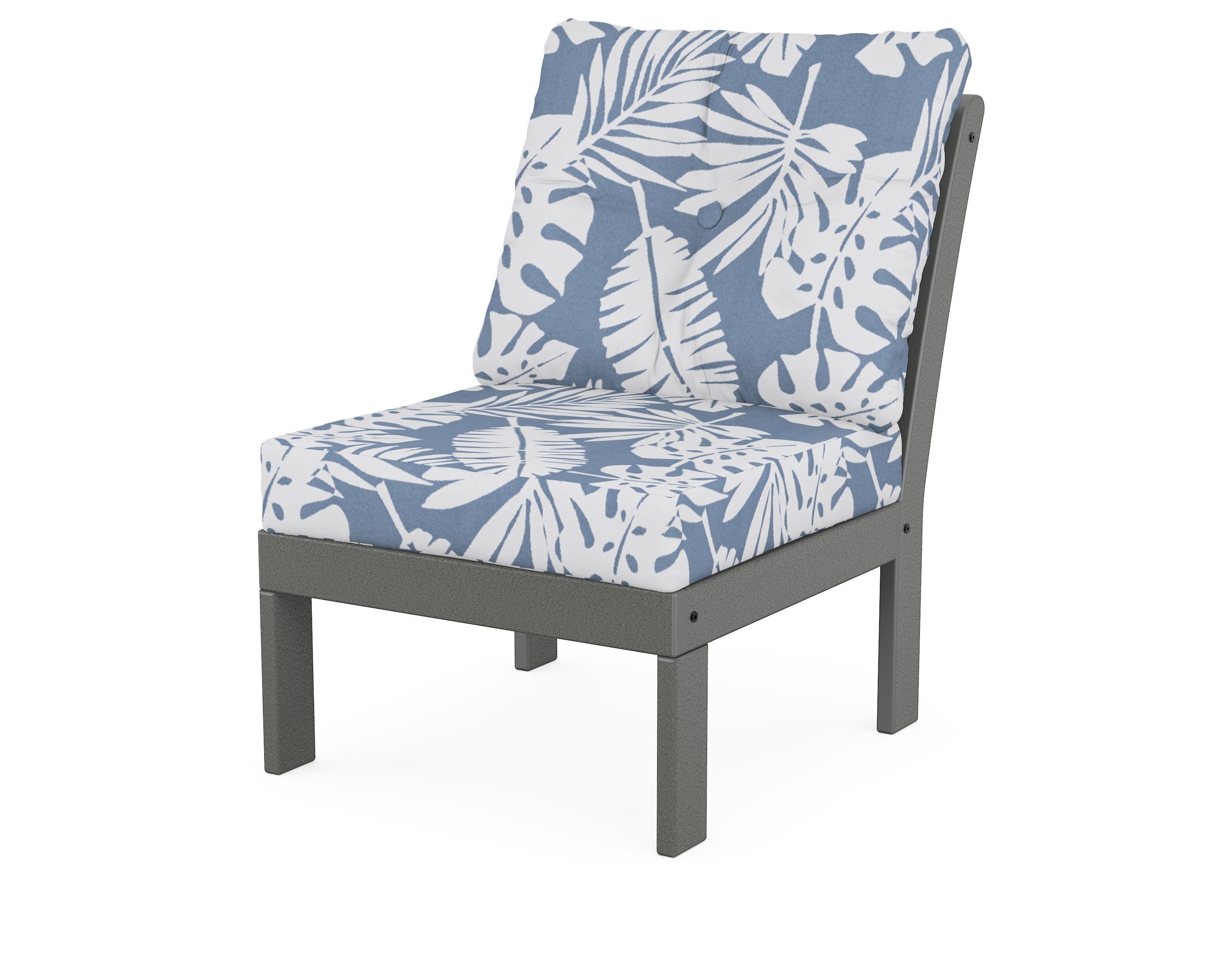 POLYWOOD® Vineyard Modular Armless Chair in Slate Grey / Leaf Sky Blue