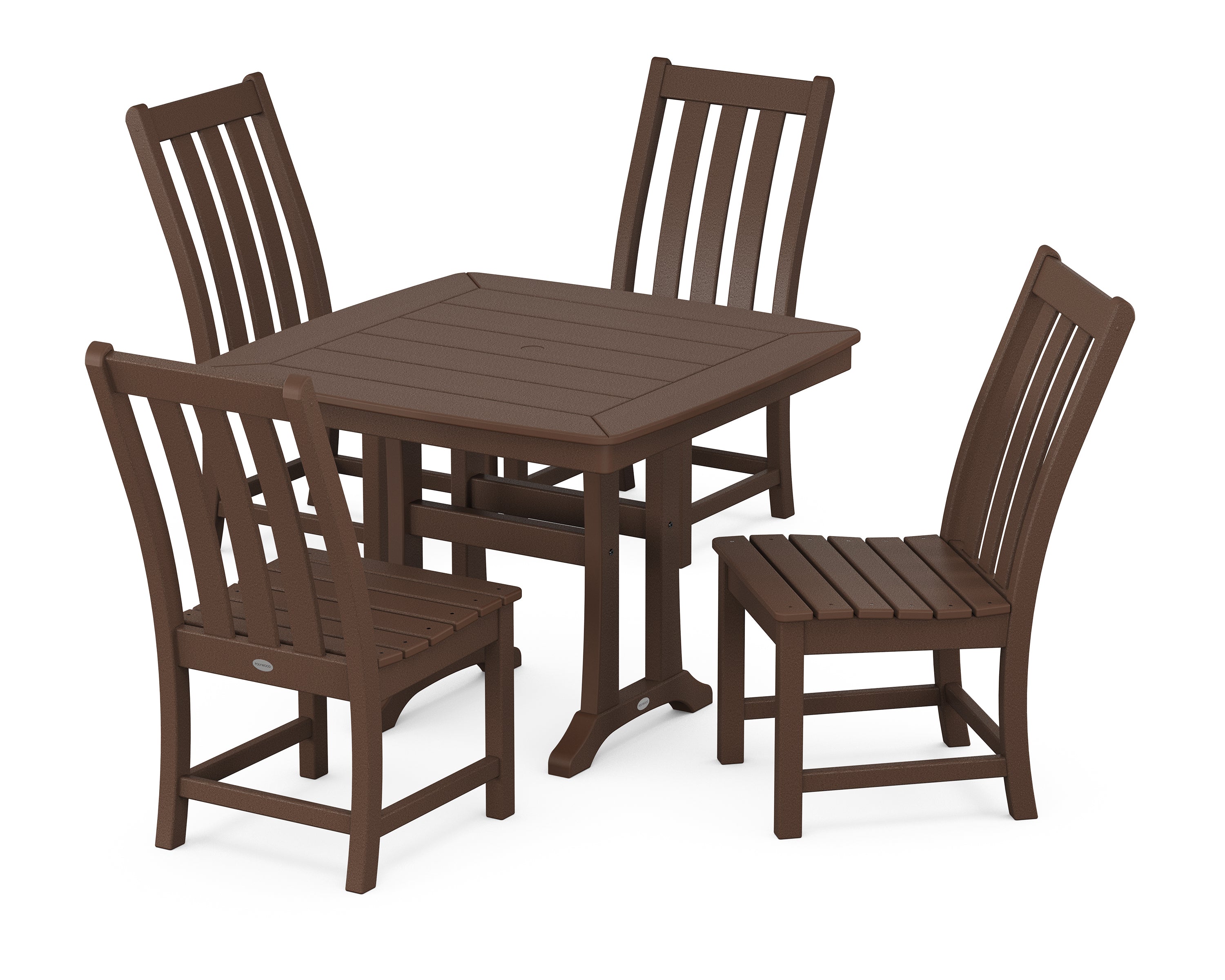 POLYWOOD® Vineyard Side Chair 5-Piece Dining Set with Trestle Legs in Mahogany