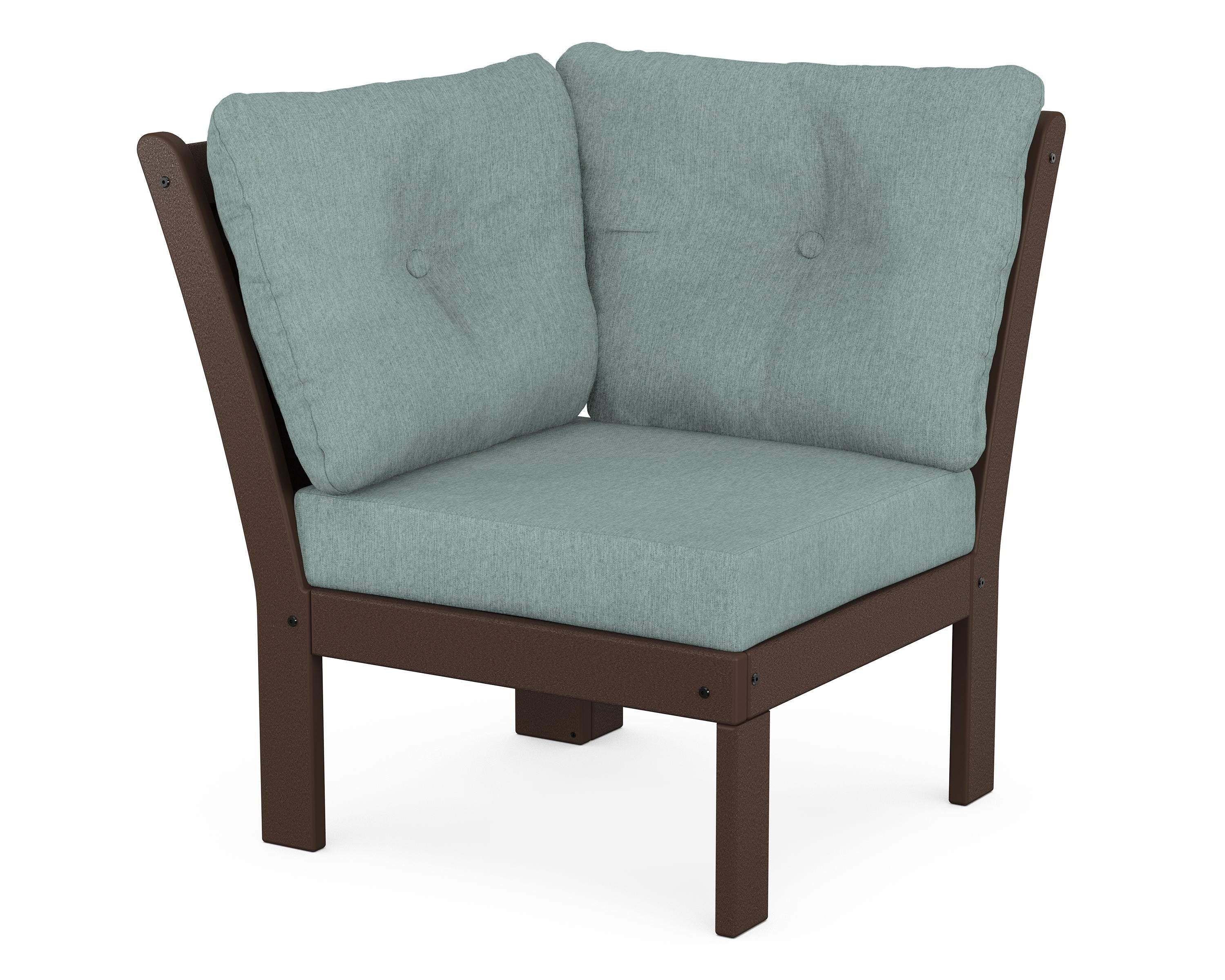 POLYWOOD® Vineyard Modular Corner Chair in Mahogany / Glacier Spa