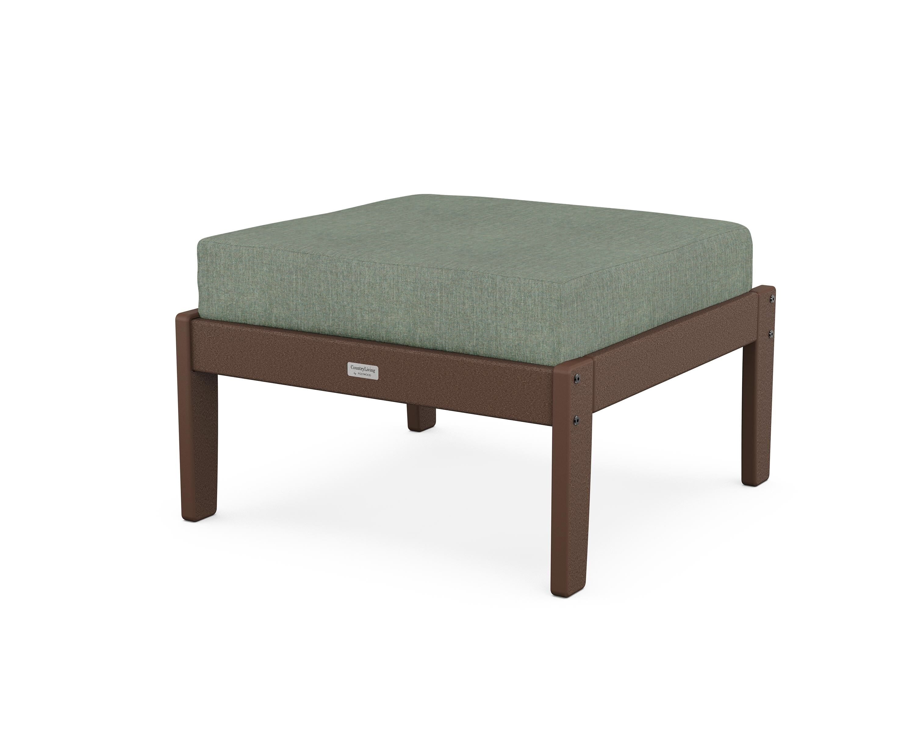 Country Living Cottage Deep Seating Ottoman in Mahogany / Cast Sage