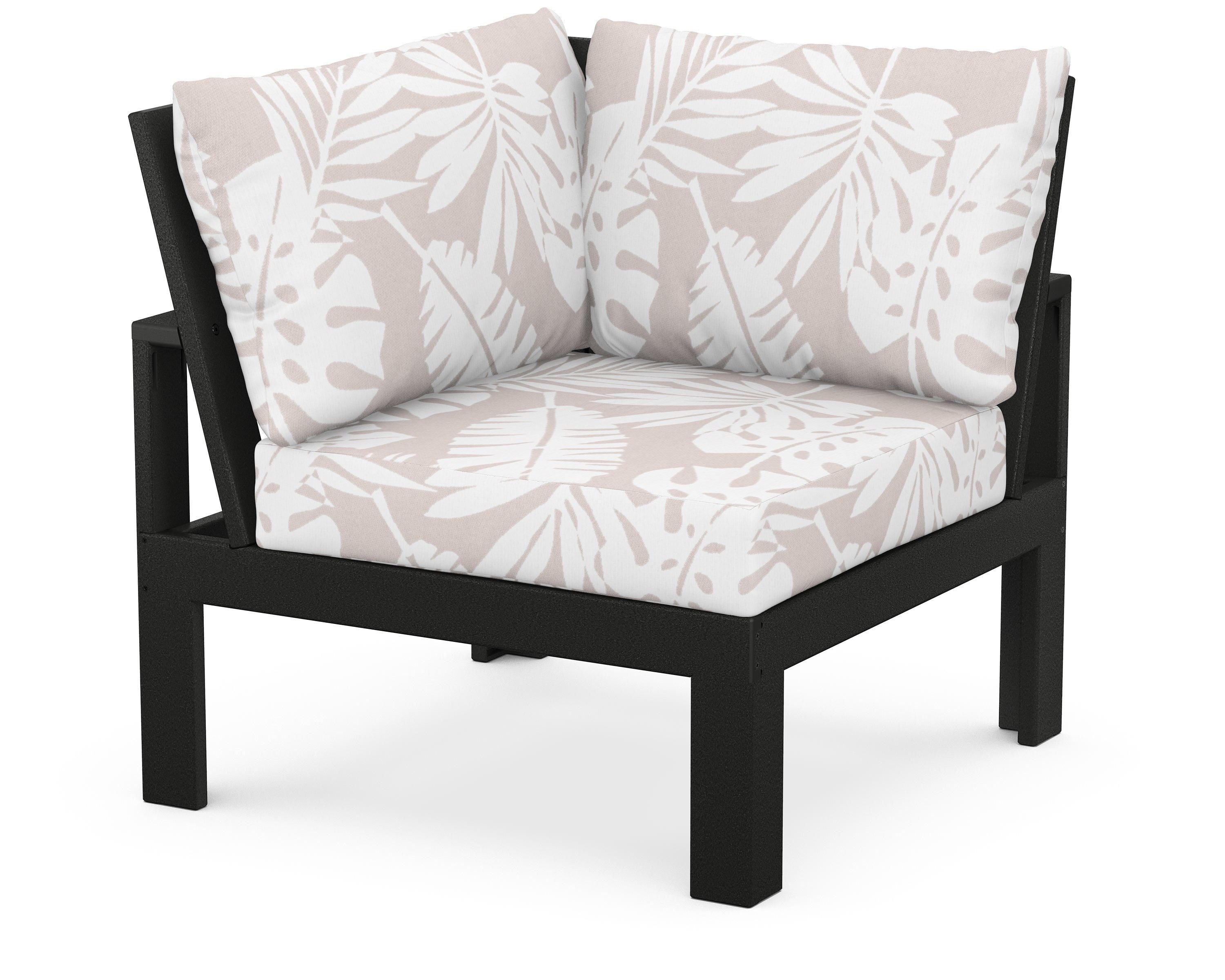 Unbranded Modular Corner Chair in Black / Leaf Dune Burlap